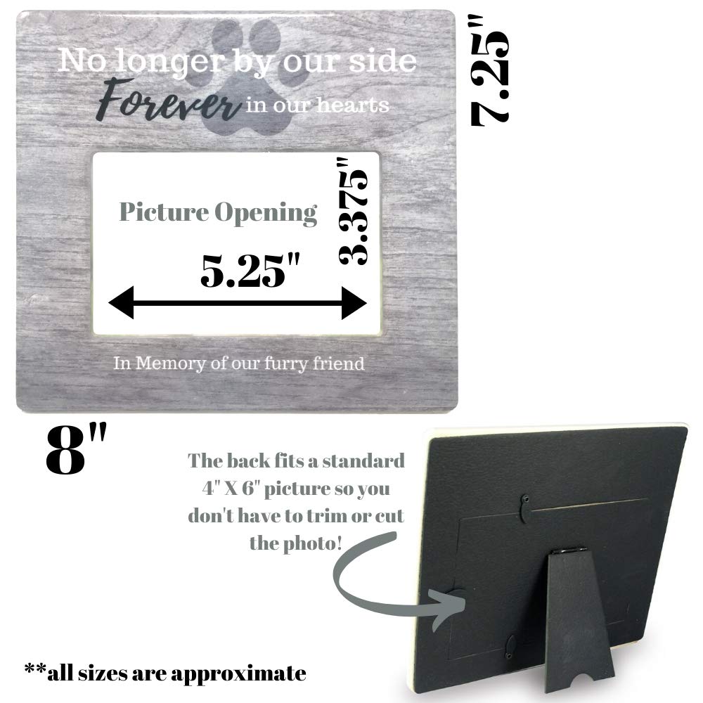Banberry Designs Pet Memorial Picture Frame - No Longer By Our Side Forever In Our Hearts - In Memory Of Our Furry Friend - Pet
