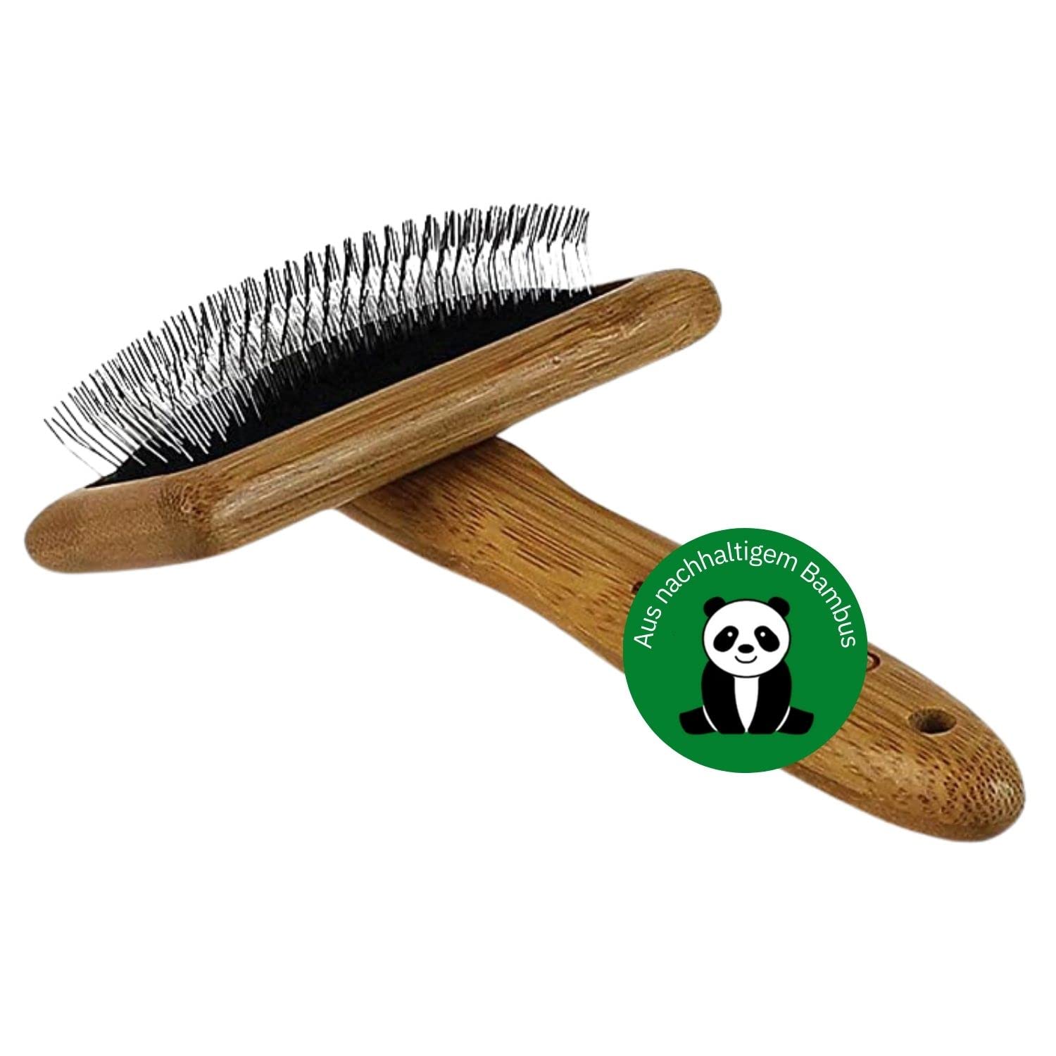 Bamboo Groom Slicker Brush With Stainless Steel Pins For Pets, Medium