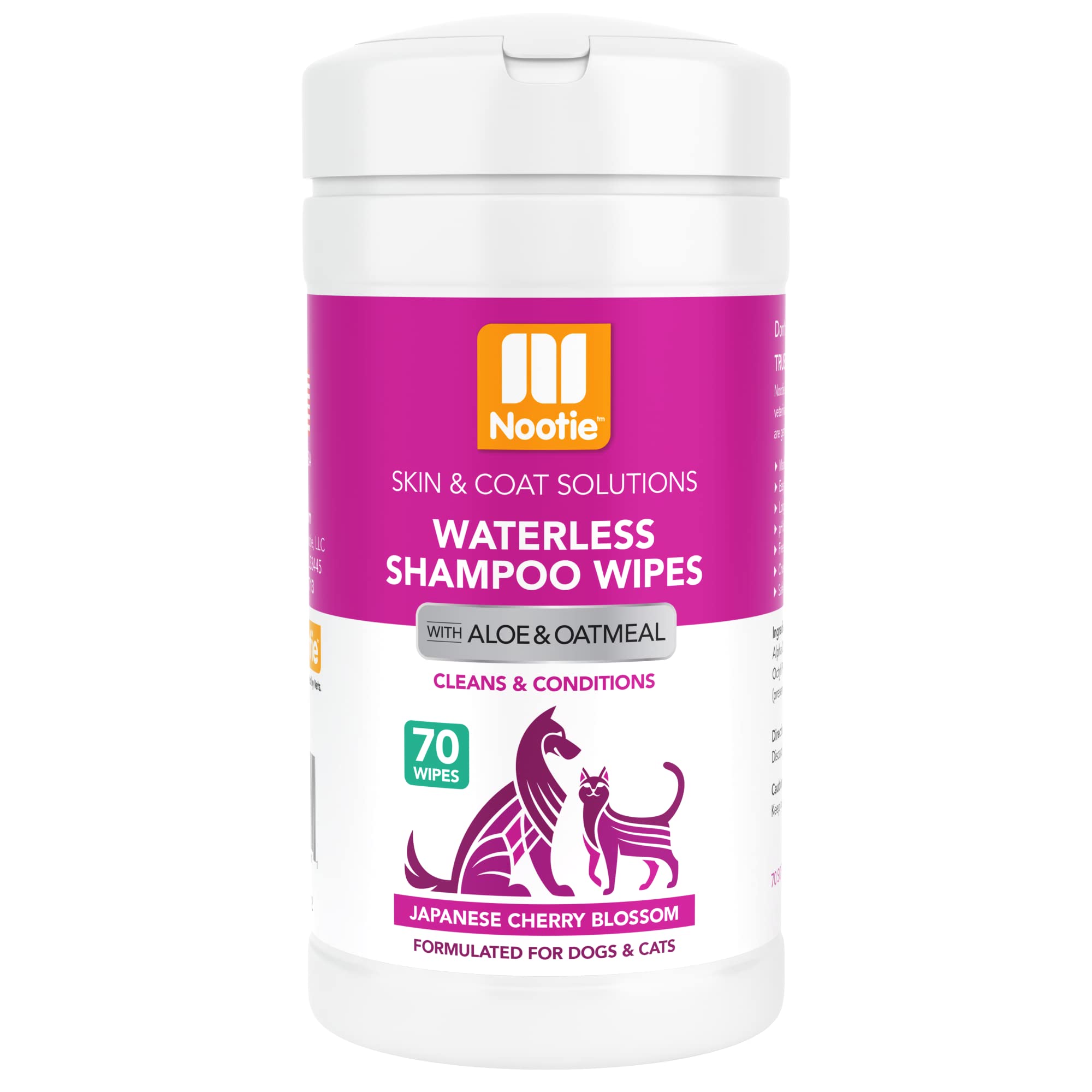 Nootie Waterless Grooming Wipes Japanese Cherry Blossom 70 Count
