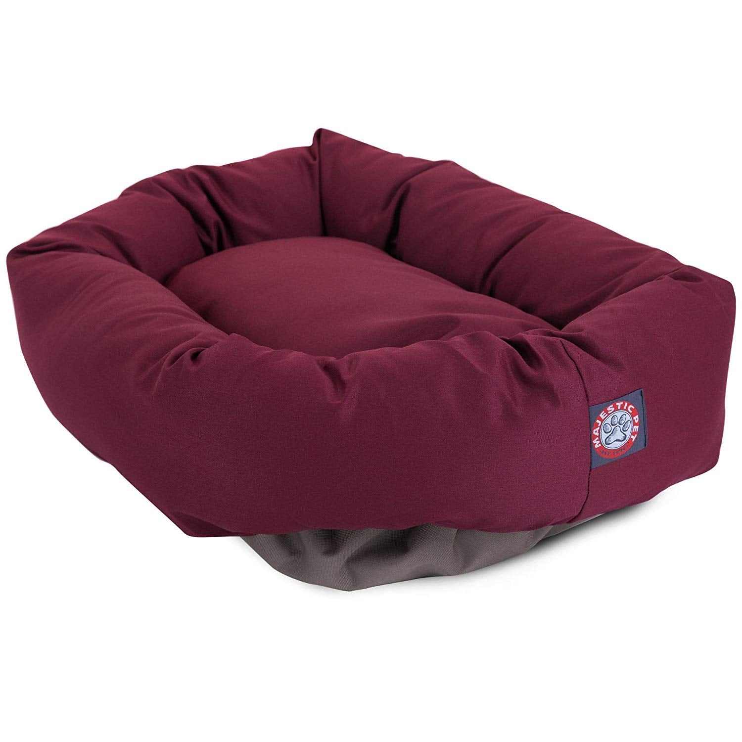 Majestic Pet 40 Inch Bagel Calming Dog Bed Washable – Cozy Soft Round Dog Bed With Spine Support For Dogs To Rest Their Head - Fluffy Donut Dog Bed 40X29X9 (Inch) - Round Pet Bed Large – Burgundy