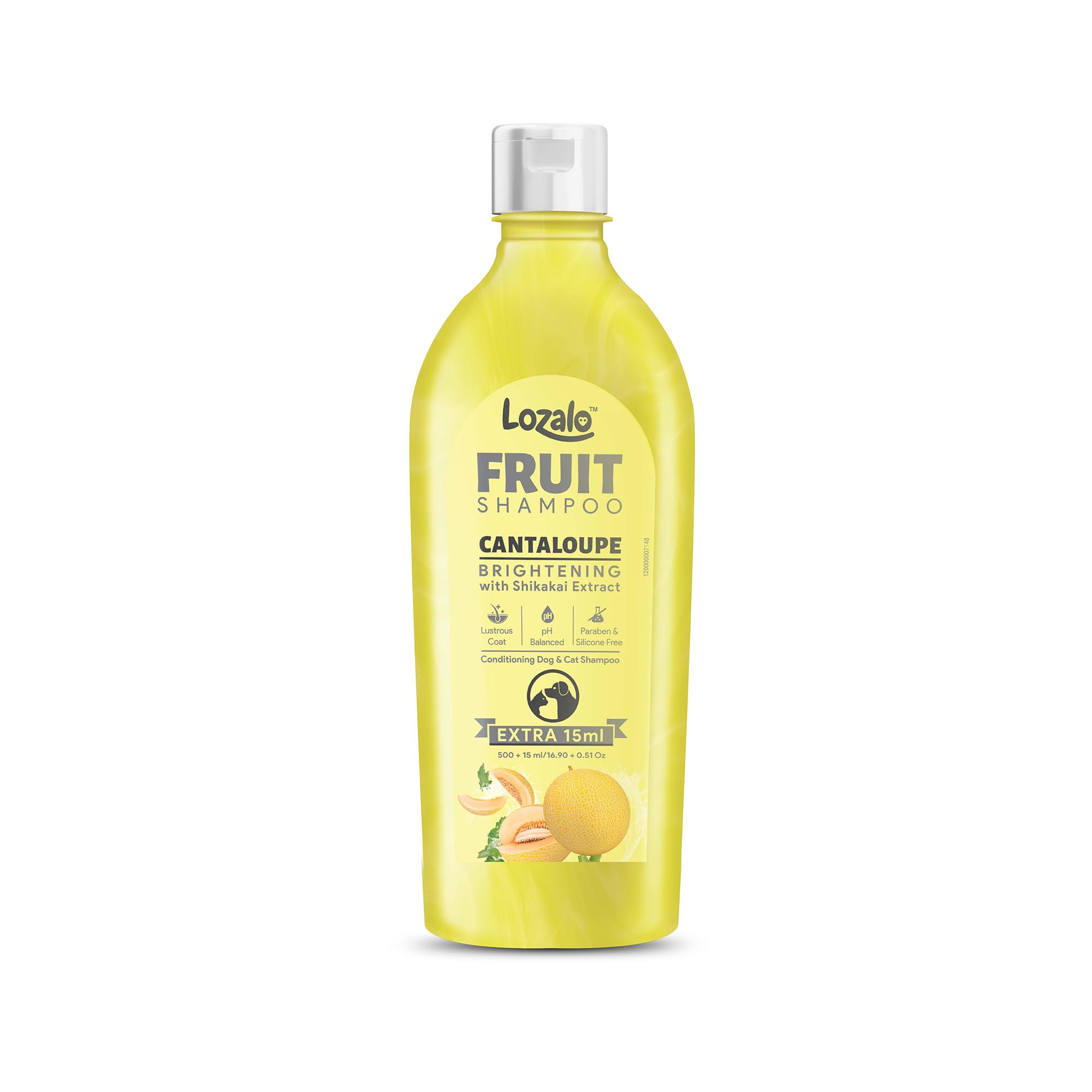 Lozalo Fruit Pet Shampoo 200 Ml, Cantaloupe, Ph Balanced, Paraben Free Conditioning Shampoo For Dogs & Cats Of All Breeds, Contr