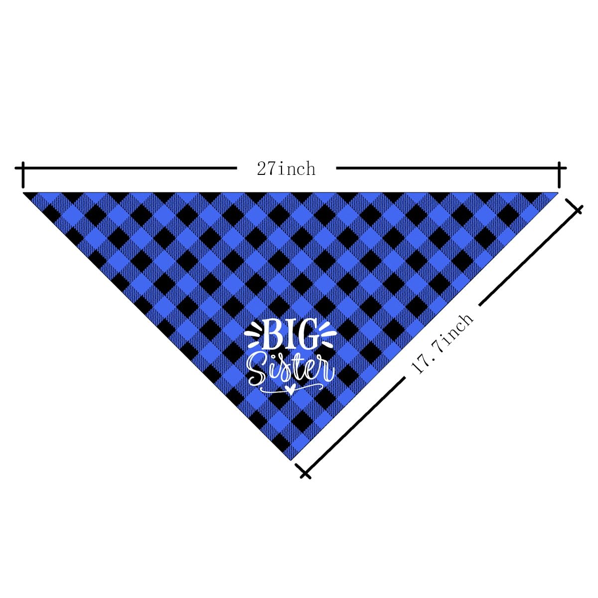 Big Sister Buffalo Plaid Dog Bandana - Plaid Pet Scarf Accessories For Small, Medium, Large Dogs - Baby Announcement Gift