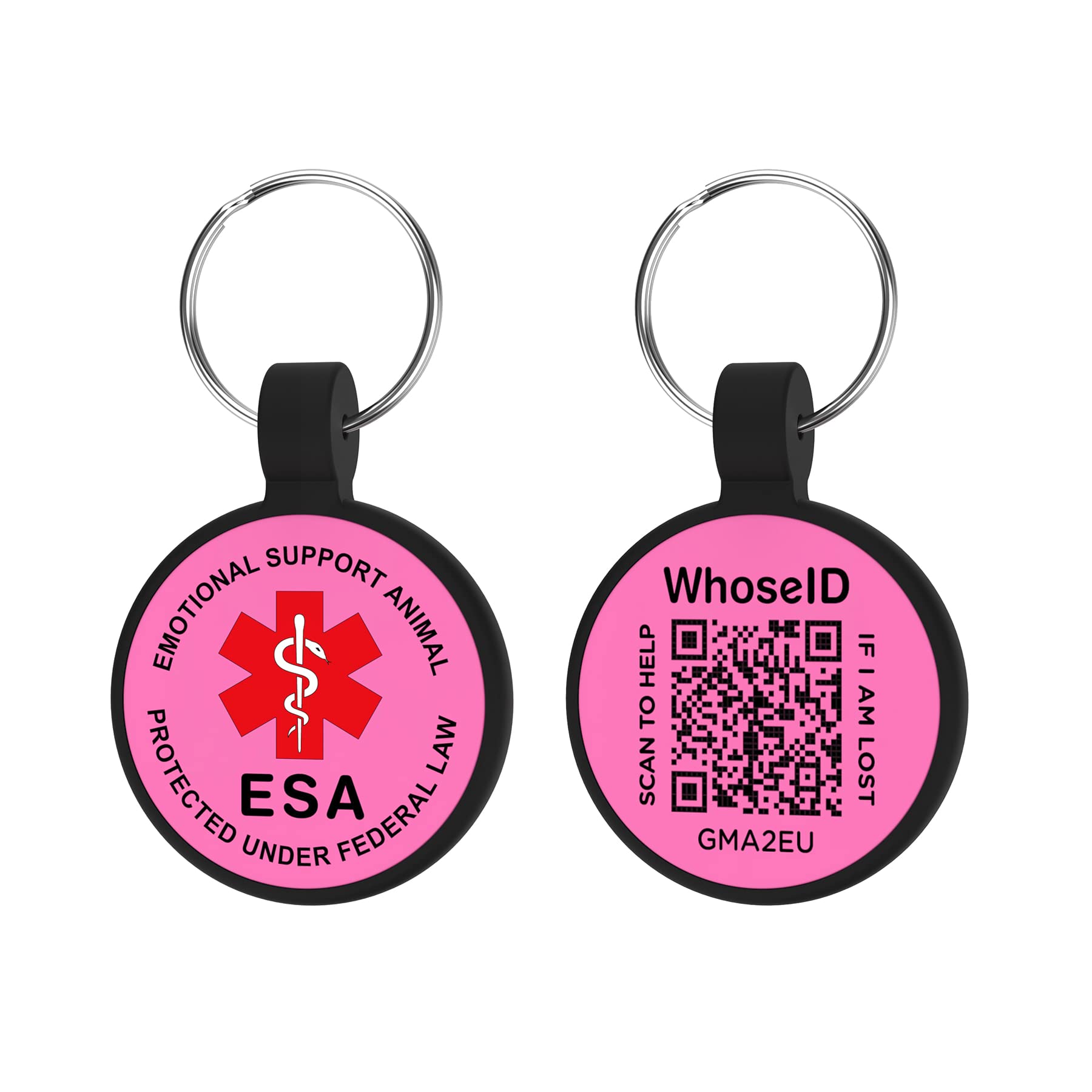 Whoseid Qr Code Dog Tag, Esa Tag, Emotion Support Service Animal Tag, Quiet Dog Tag, Silent Silicone Tag, Modified Pet Online Profile, Lightweight Durable Tag, Personalized Custom Dog Tag (Esa, Rose)