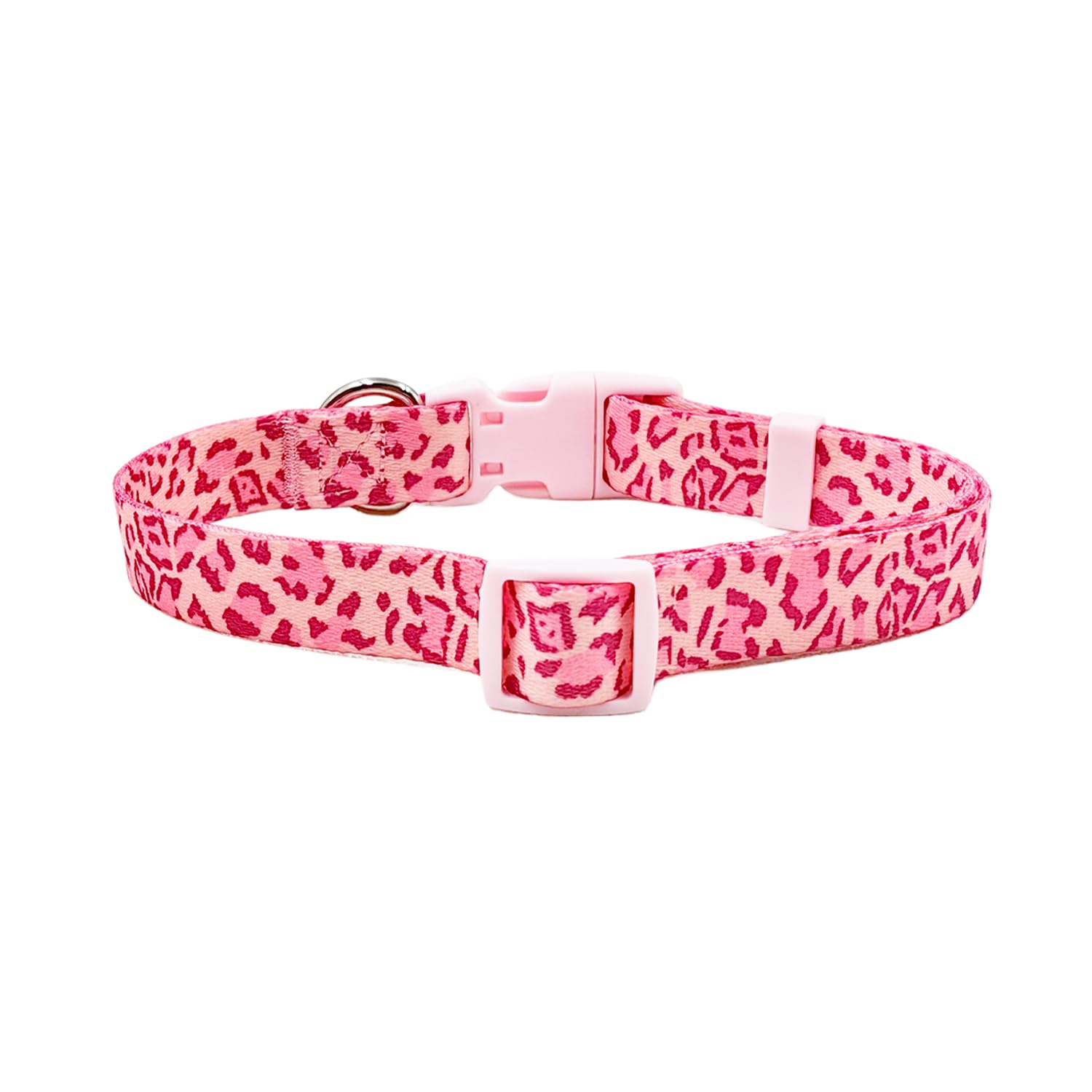 Olahibi Basic Dog Collar, Leopard Pattern, Soft And Durable Polyester Material, Adjustable Length, For Large Dogs.(Large, Pink L