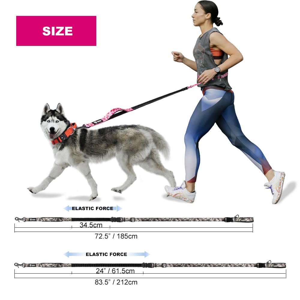 Tspro Hands Free Dog Leash For Walking Running With Safety Car Seat Belt Shock Absorbing Bungee Leash With Padded Handle (Green)