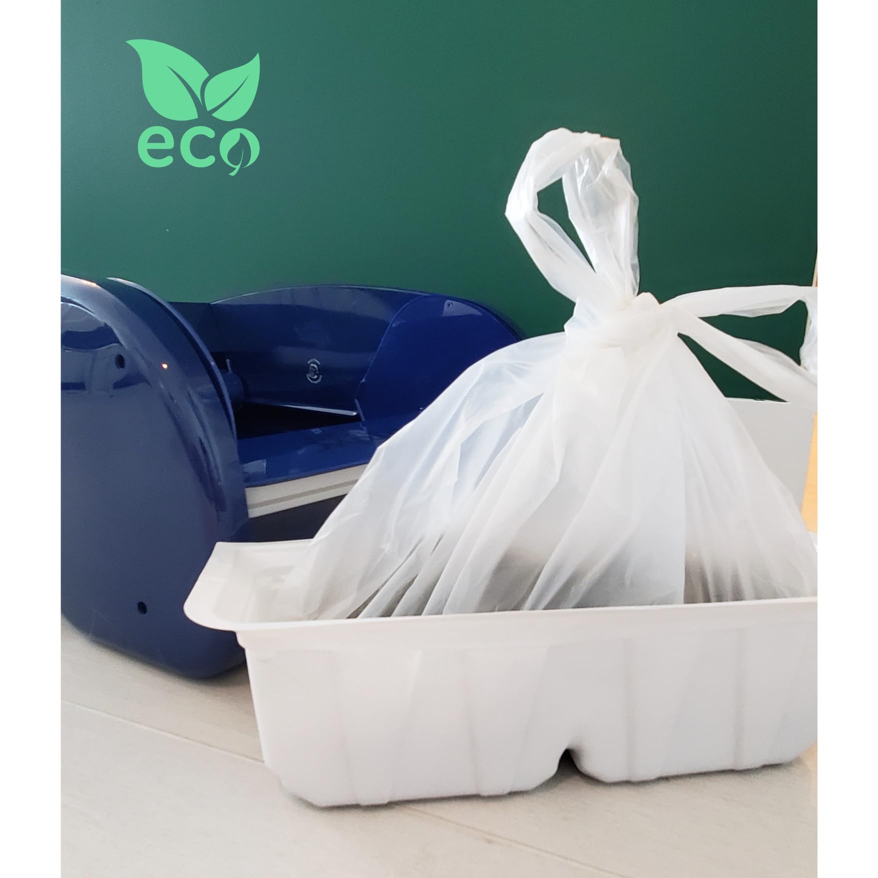 Ecoleo, Compatible With Littermaid & Nature'S Miracle Waste Receptacles, Compostable Certified, Plastic-Free, 60 Refill Bags With Handles, Use In Self-Cleaning Litter Box Waste Trays