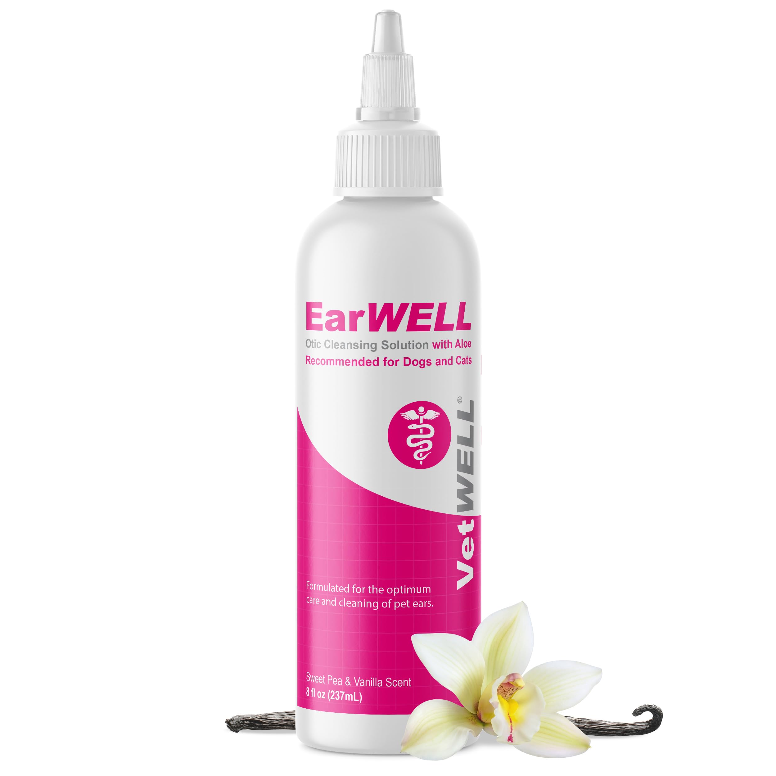 VetWELL Ear Cleaner for Dogs and Cats - Otic Rinse for Infections and Controlling Ear Infections and Odor in Pets - 8 oz (Sweet 