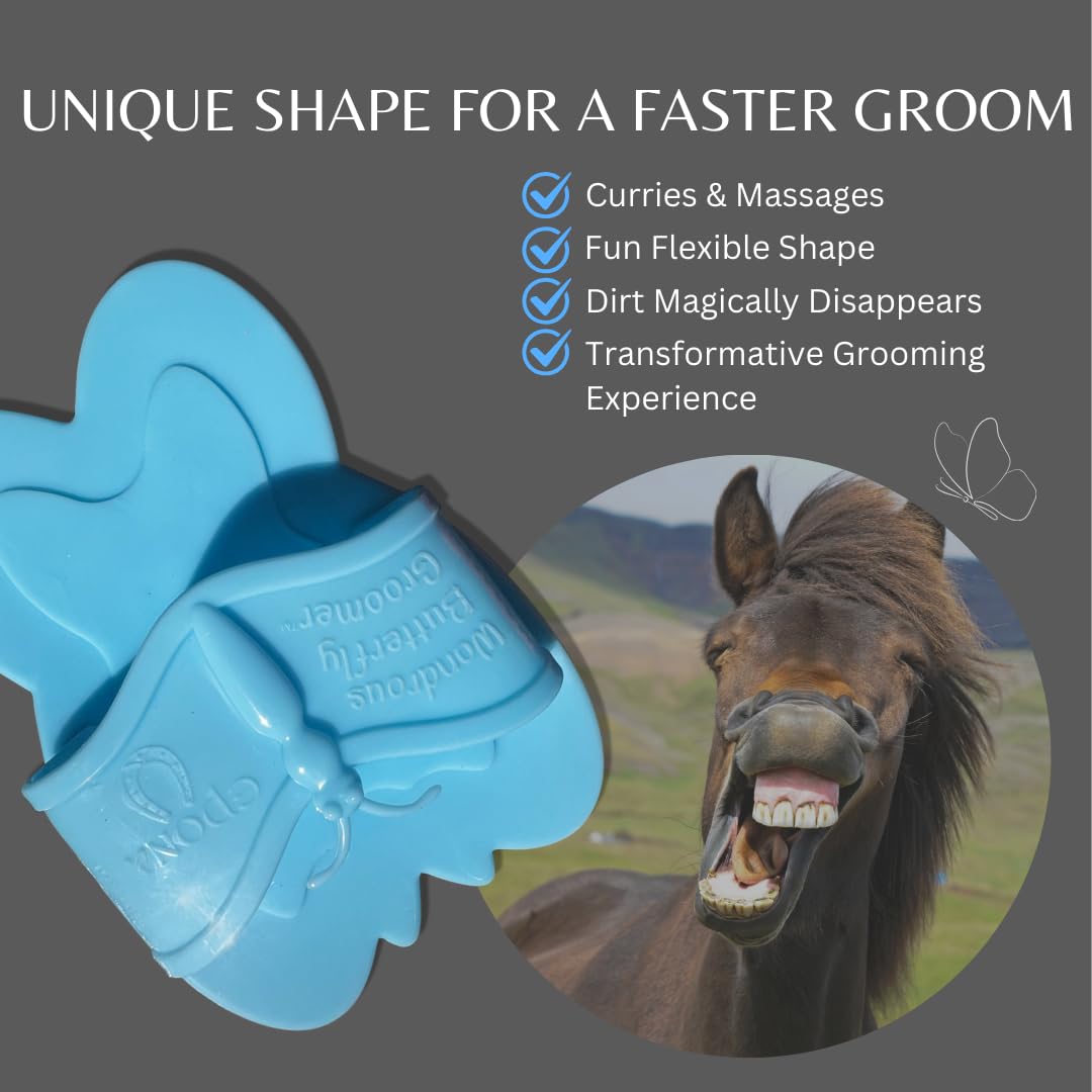 Epona Wondrous Butterfly Groomer Horse Grooming Tool (Blue)