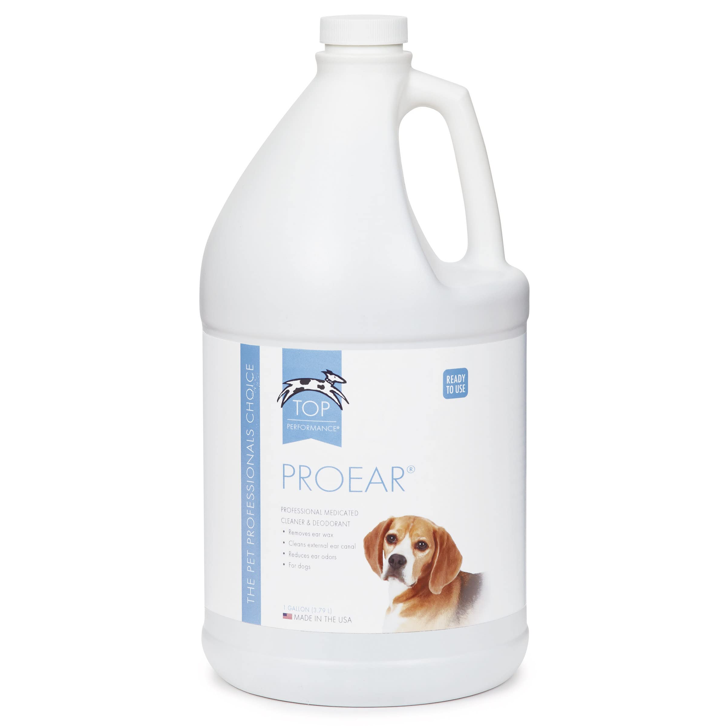 Top Performance ProEar Professional Medicated Ear Cleaners - Versatile and Effective Solution for Cleaning Dog Ears, Gallon