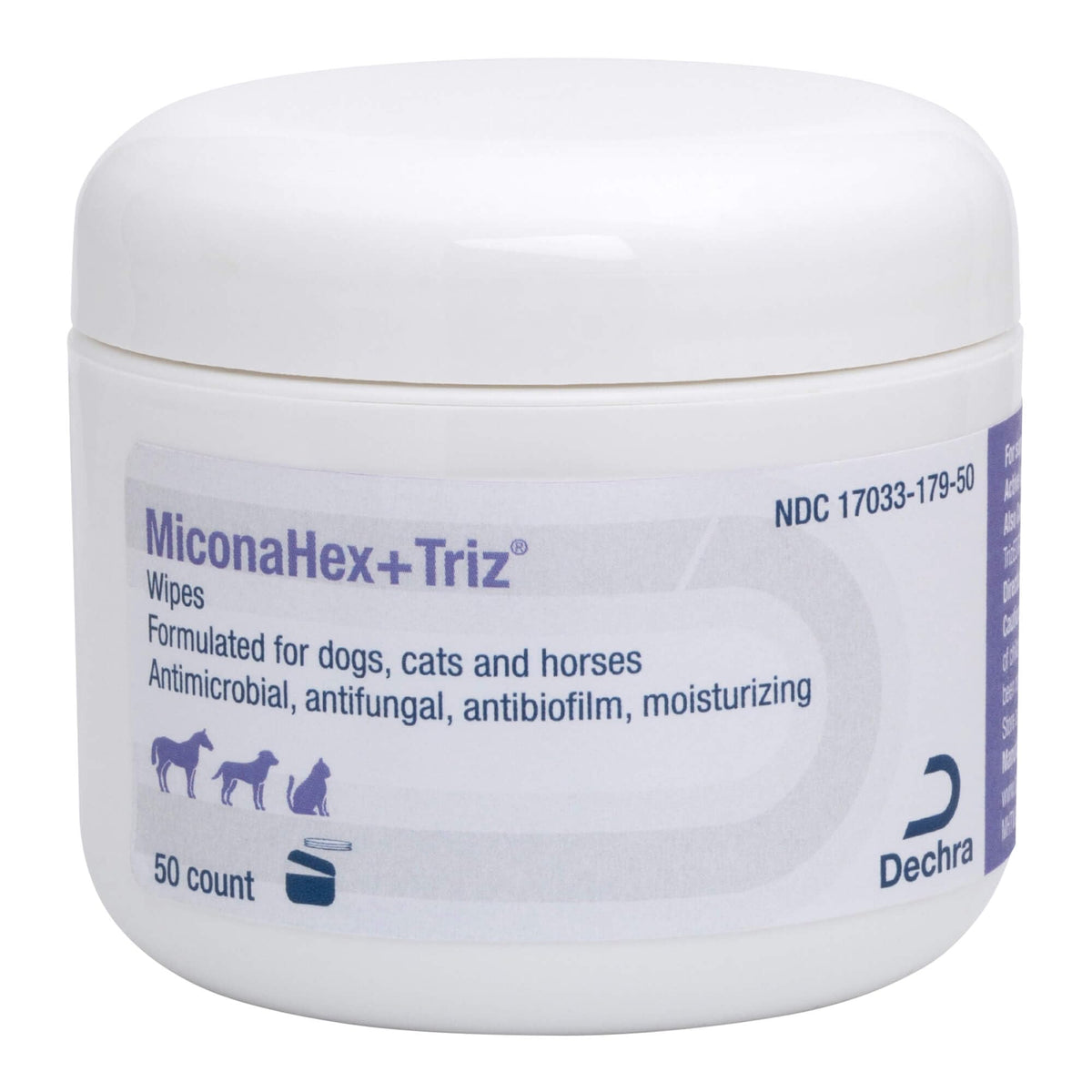 Miconahex+Triz Wipes, 2.25' Round For Dogs, Cats And Horses, 50 Count Jar