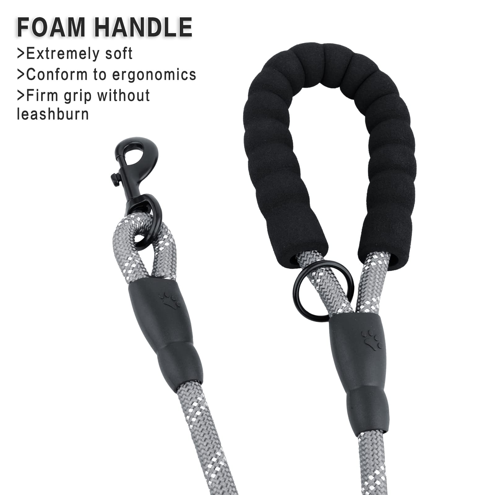 Plutus Pet Rope Dog Leash 6Ft Long, Heavy Duty,Reflective Double Handle Leash For Safety Training, For Medium Large Dogs, Dual H