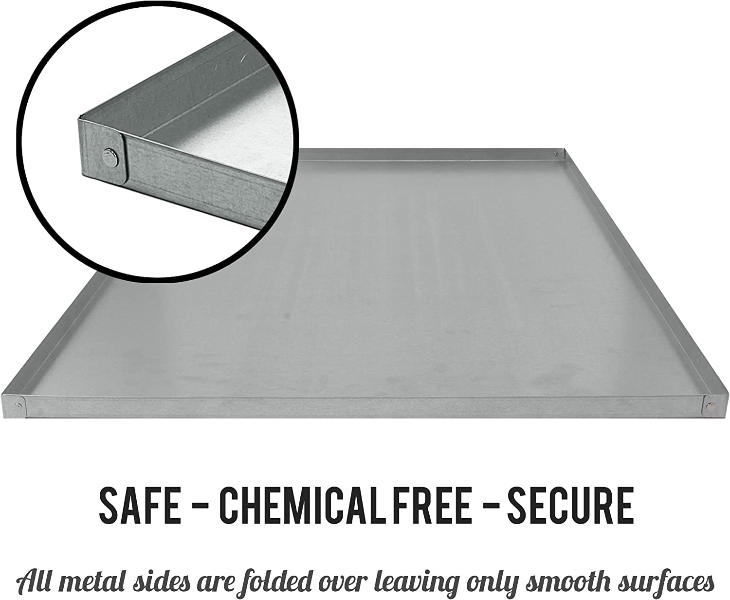 Kopeks - Heavy Duty Multipurpose Replacement Metal Tray - Galvanized - Rust & Crack Proof - Several For Pet Crates, Grease Trap And Others (23.5 X 17.5 Inches, Metal Tray)