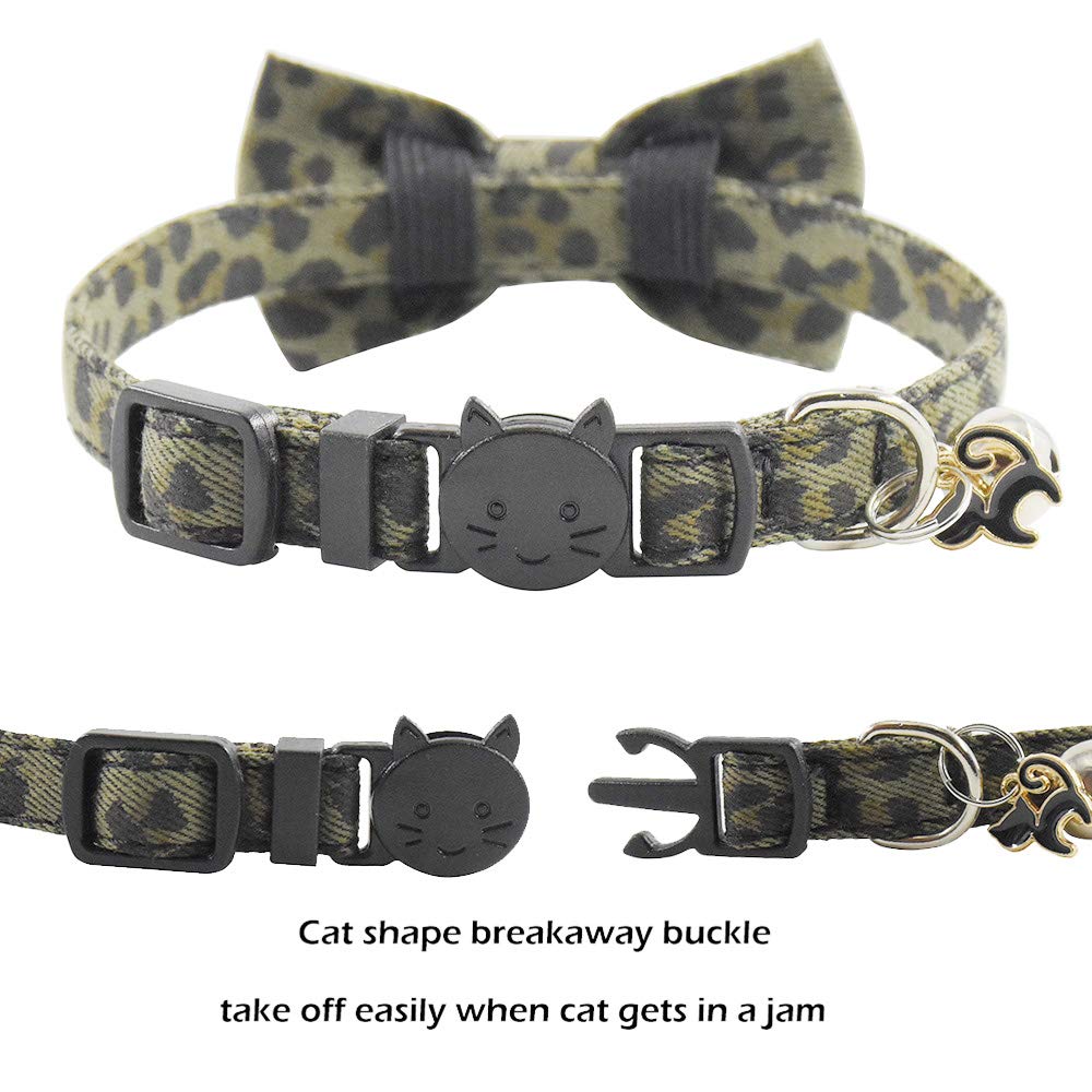 Bowtie Cat Collars Breakaway With Bell, Adjustable Cute Kitty Collars Safety Buckle Kitten Collar For Cat Puppy 7.5-11In (17)