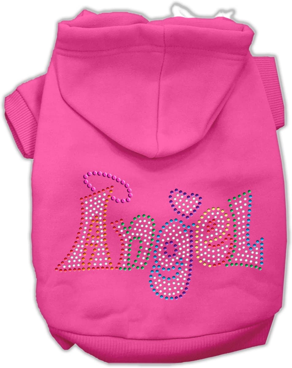Pet, Dog & Cat Hoodie Rhinestone, 'Technicolor Angel' Bright Pink Md (6-10 Lbs.)