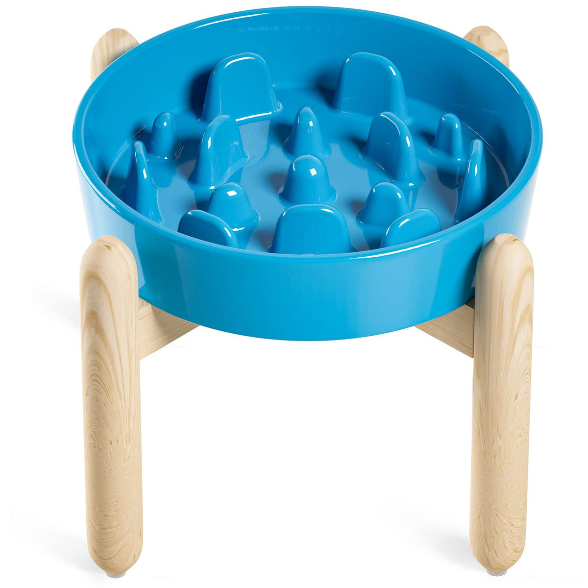 LE TAUCI Ceramic Slow Feeder Dog Bowls Elevated for Small and Medium Breed, Dog Bowls with Wooden Stand, 1.5 Cups Dog Dishes to 