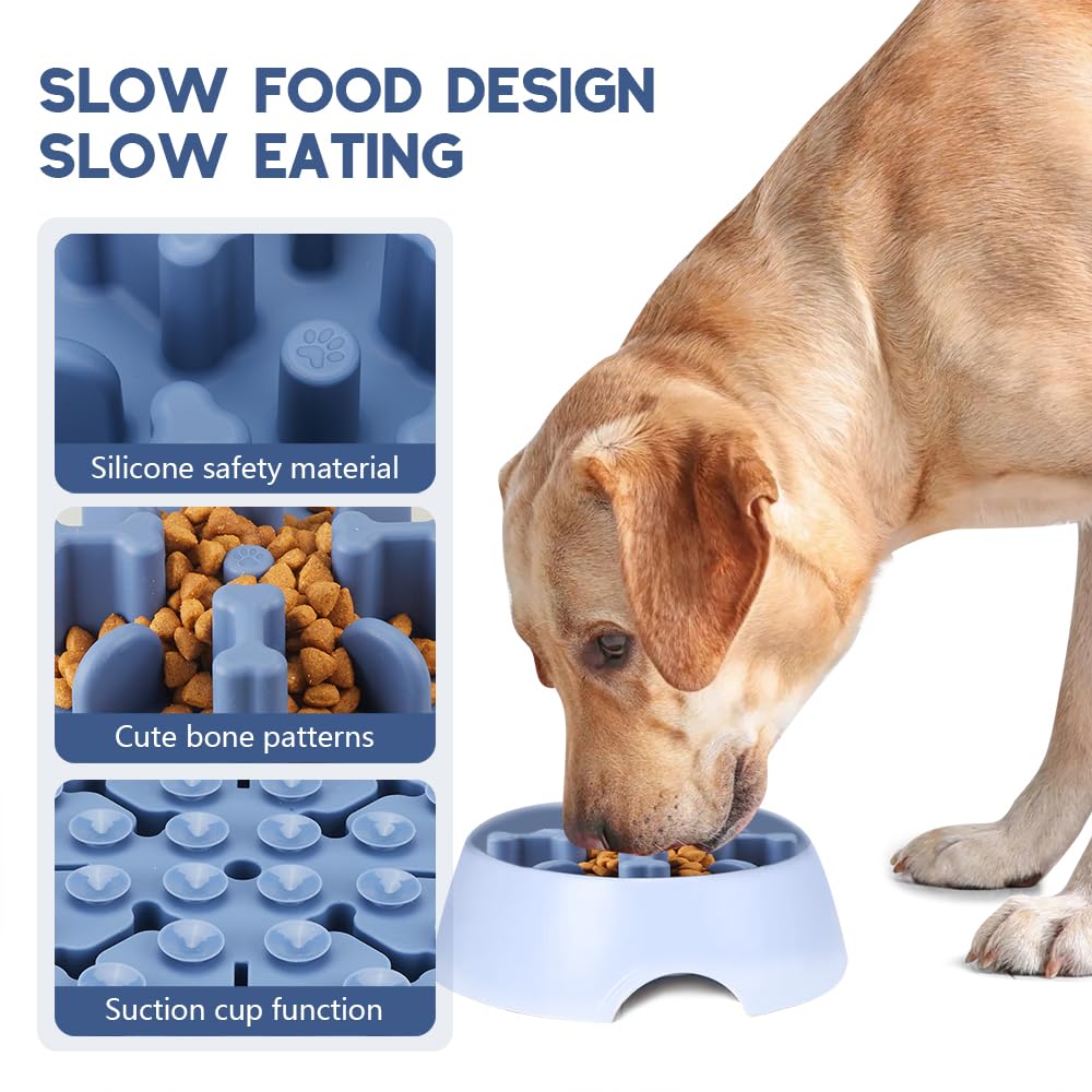 Slow Feeder Dog Bowls Insert, Animire Soft Silicone Anti-Choking Puzzle Slow Feeder, Anti-Slip Slow Down Eating Feeder Insert, C