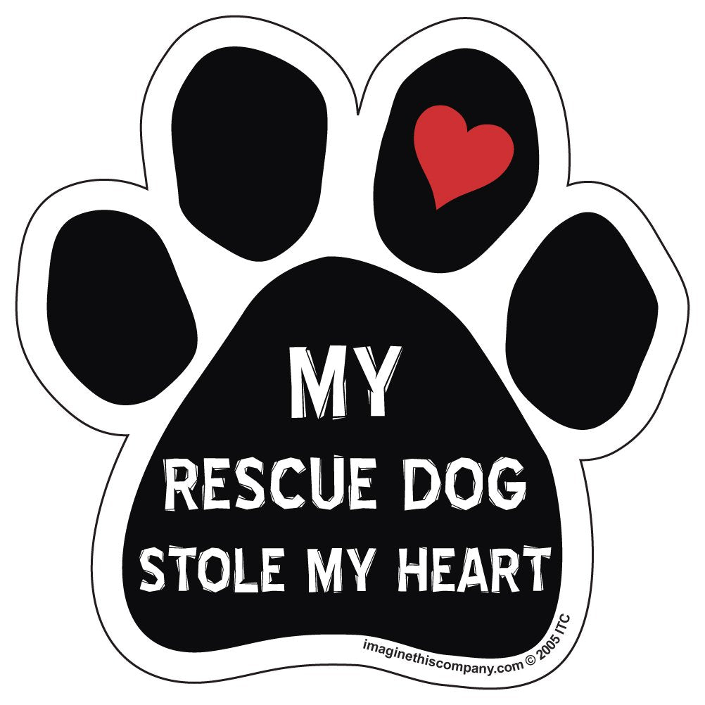 Imagine This Paw Magnet, My Rescue Dog Stole My Heart, Black/Red (P1229)