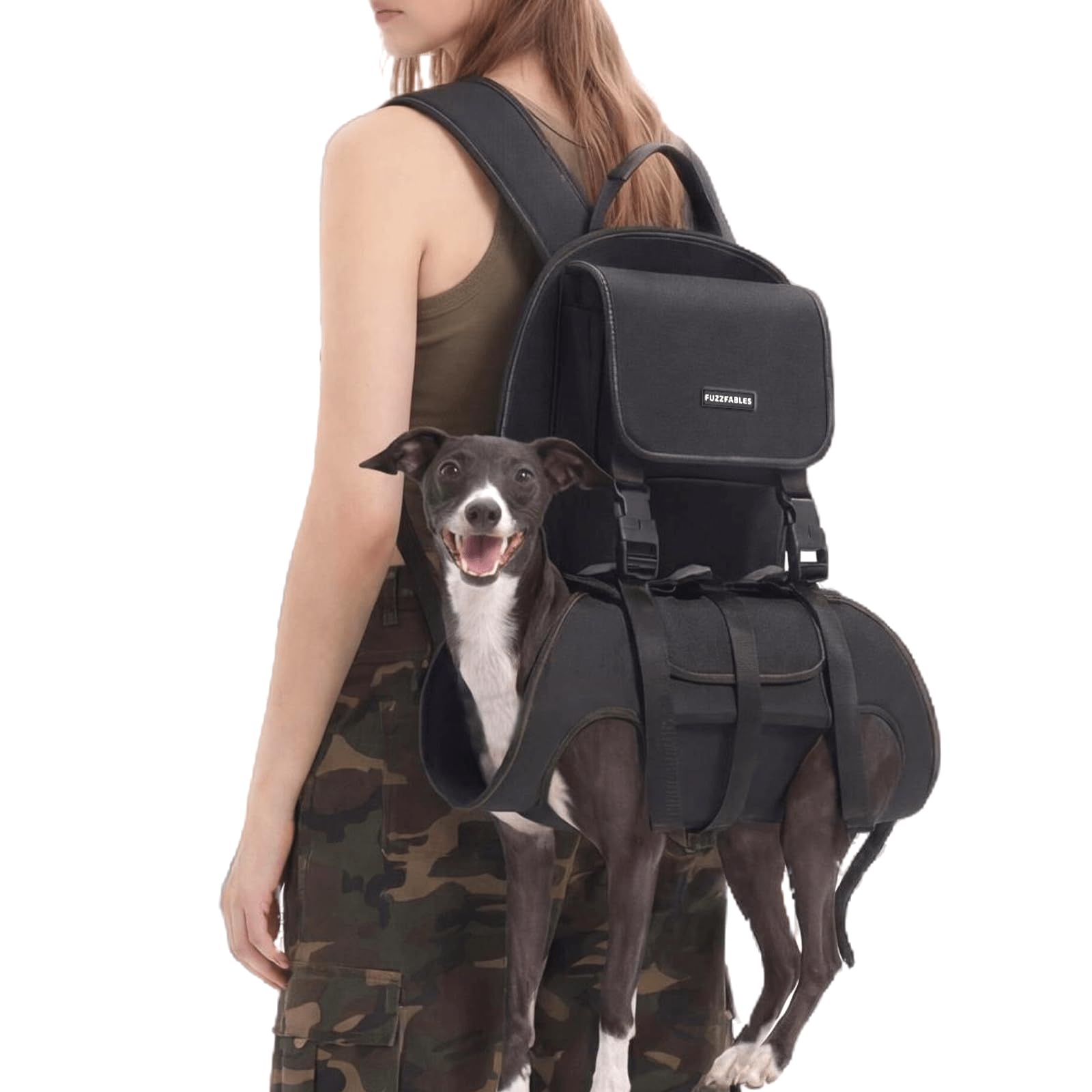 FuzzFables Dog Backpack Carrier(18-30lbs), Pet Lift Carrier for Medium to Large Dogs, Breathable Mesh Comfortable Adjustable Str