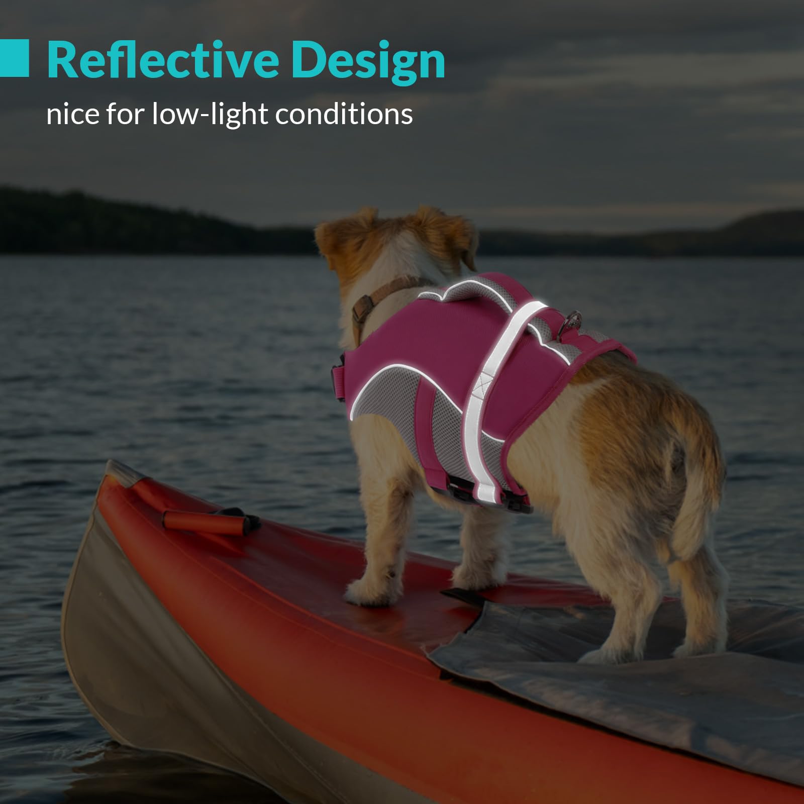 Queenmore Dog Life Vest For Swimming, Adjustable High Visibility Dog Life Jacket With Superior Buoyancy And Rescue Handle, Pink,