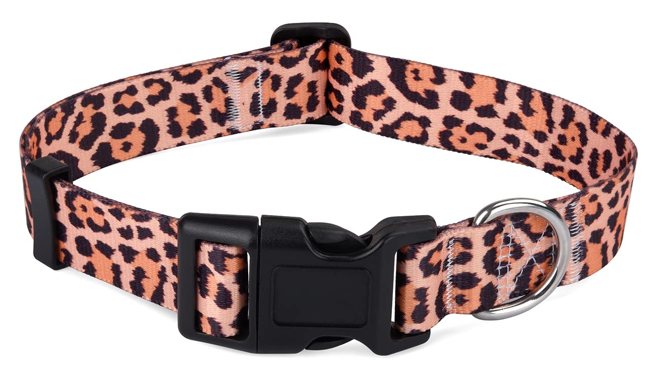 Hqyddmi Dog Collar For Medium Dogs, Soft Comfy Pet Collar For Small Medium Large Dogs, Leopard Pattern For Boy Girl Puppy Dogs(L