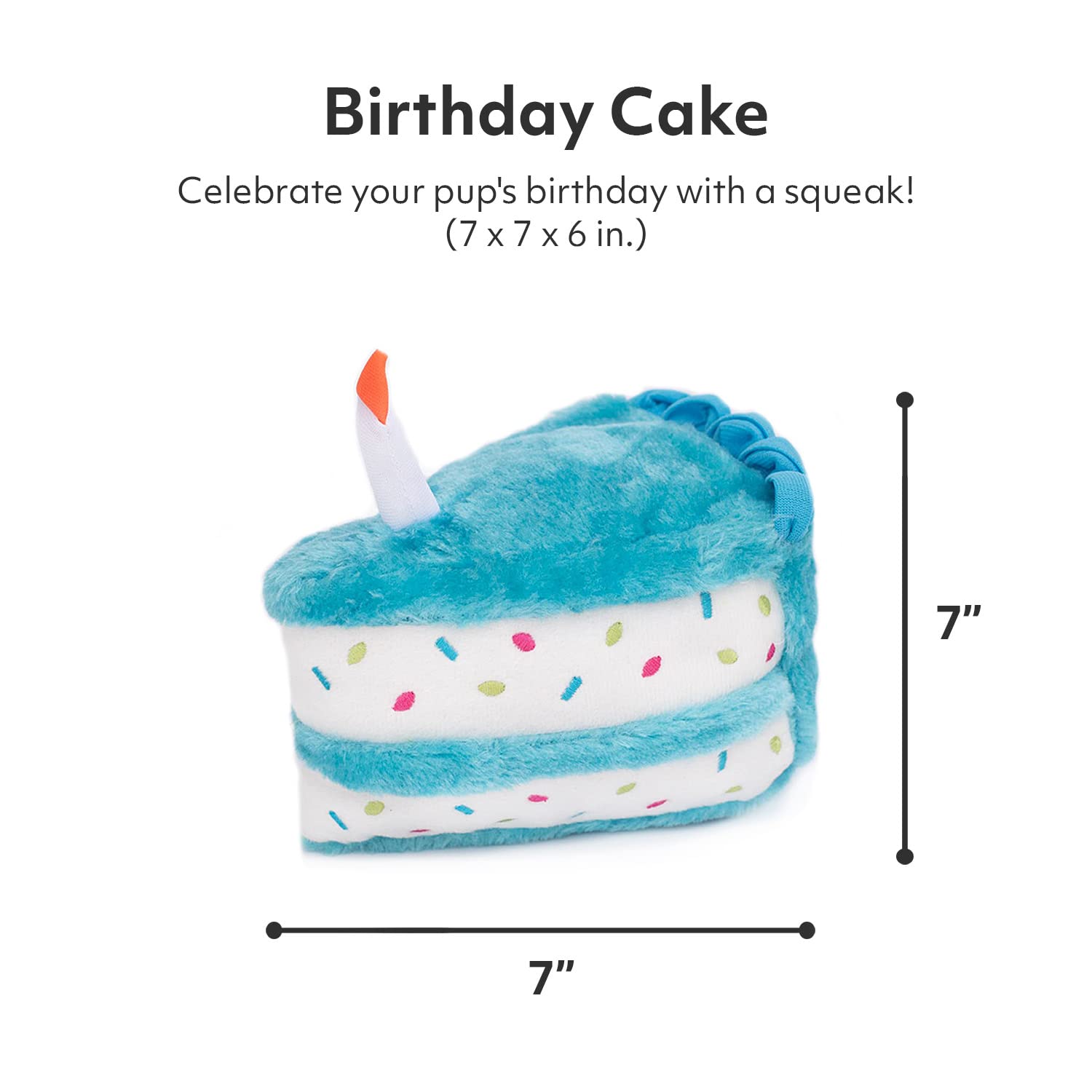 Zippypaws Birthday Gifts For Dogs - Blue Birthday Cake Slice, Plush Squeaky Dog Toy, Dog Birthday Party Supplies For Boys & Girls
