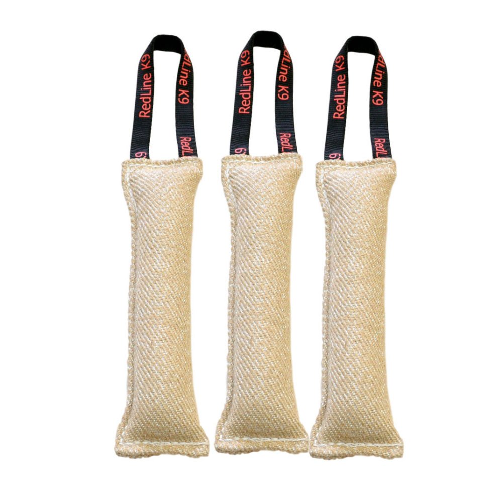 Redline K9 Bundle Of 3 Jute Tug Toys 3' X 8' With 1 Handle
