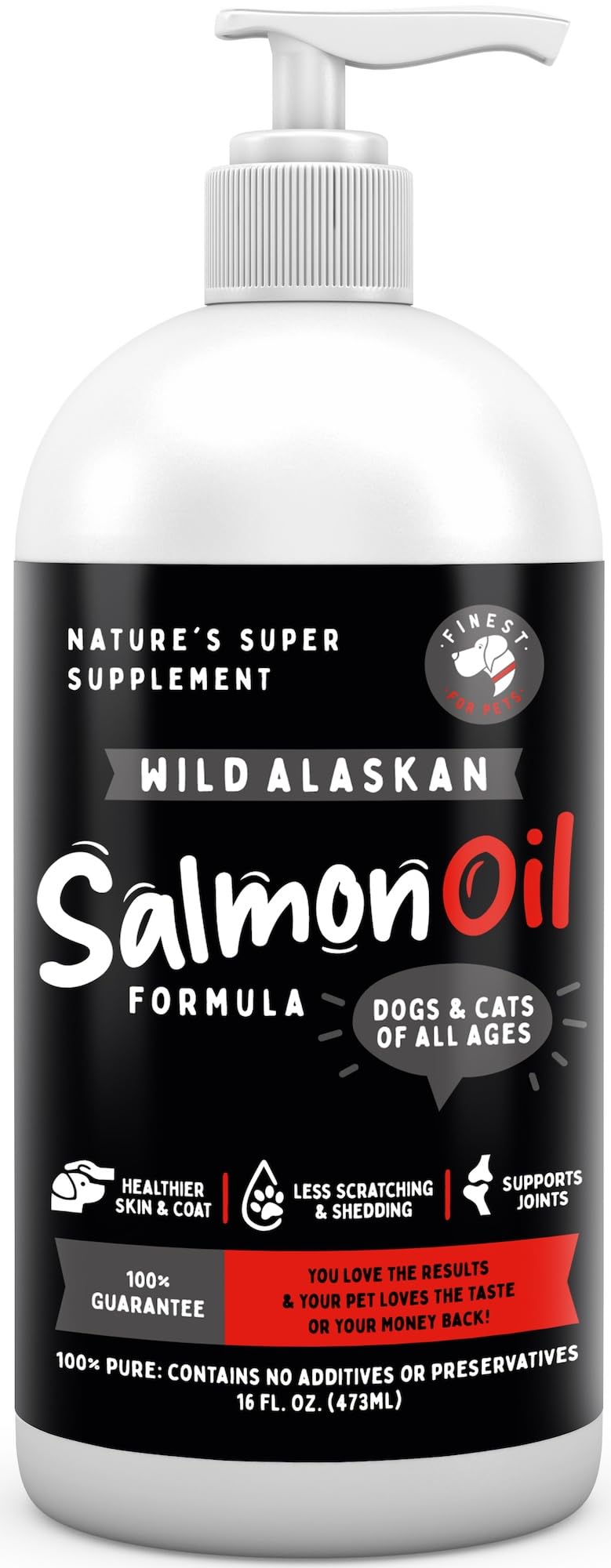 Finest For Pets Wild Alaskan Salmon Oil for Dogs & Cats - Omega 3 Fish Oil with Pollock & Salmon for Sensitive Skin & Coat Healt