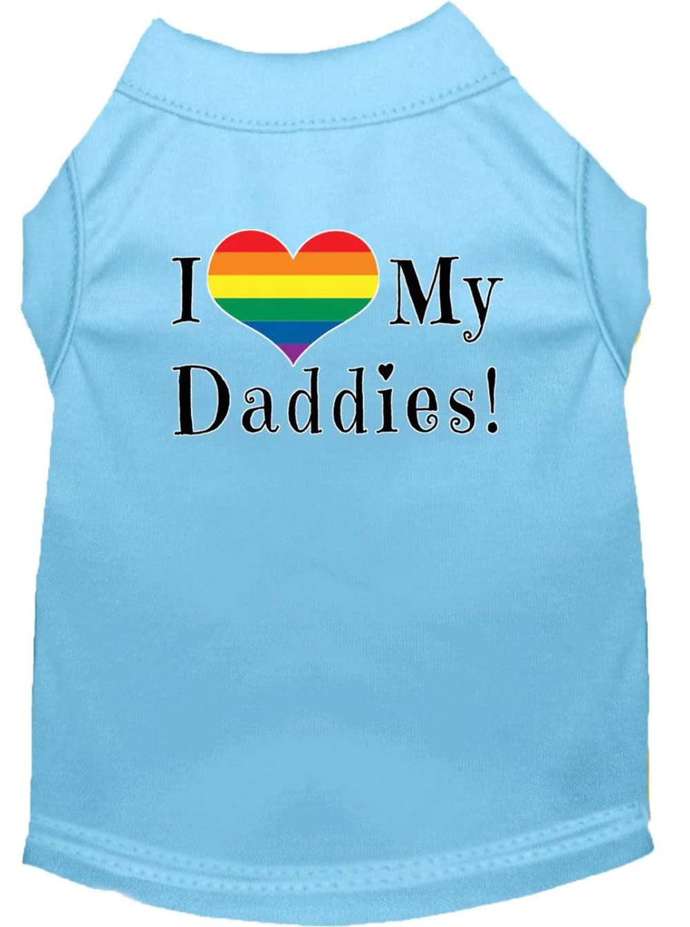 Pet Dog & Cat Shirt Screen Printed, "I Heart My Daddies" Aqua XS (0-3 lbs.)