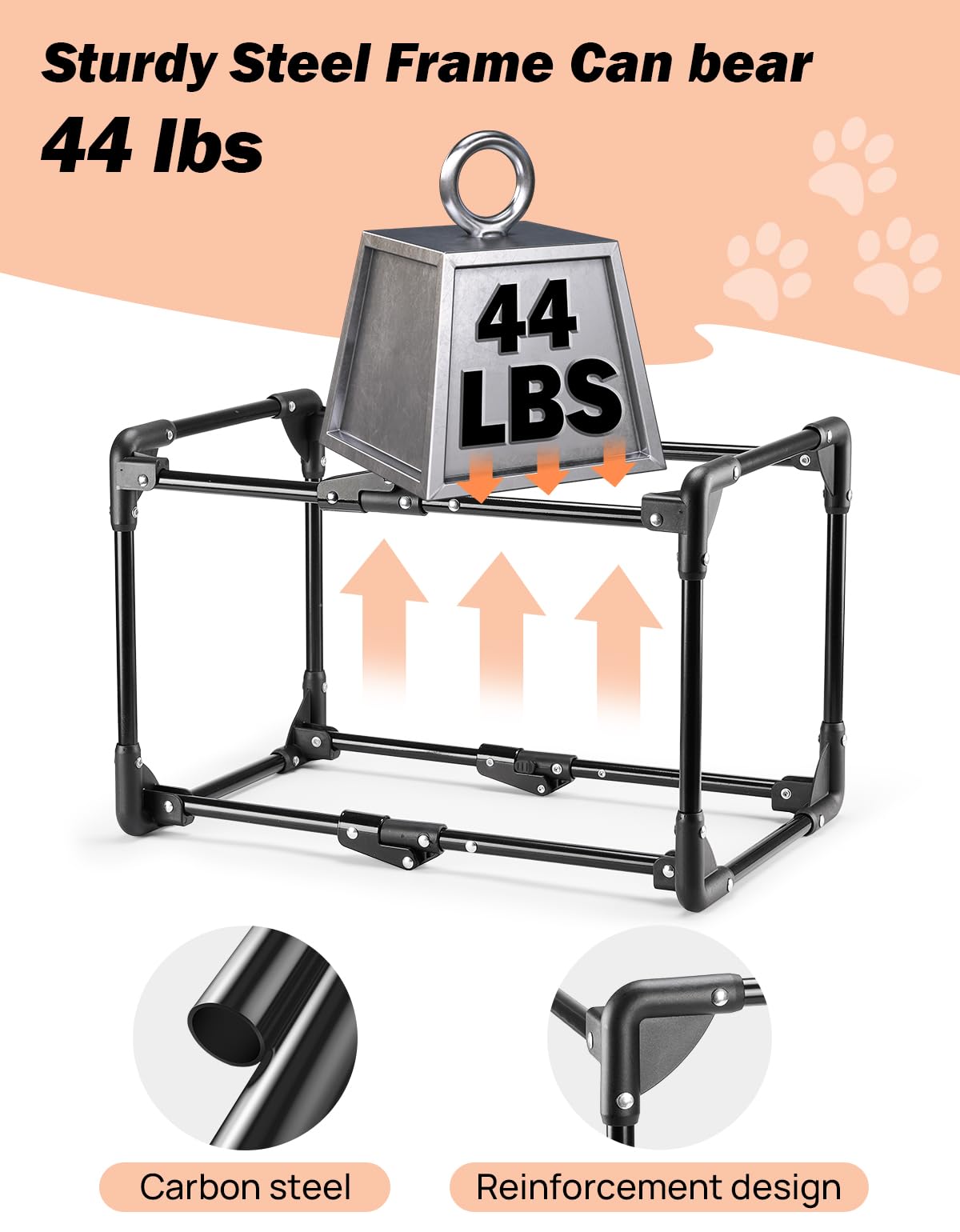 Joytutus Collapsible Dog Crate, 26 Inch Portable Pet Crate For Car, Travel Dog Kennel Foldable Dog Crate For Medium Dog 44Lbs, S