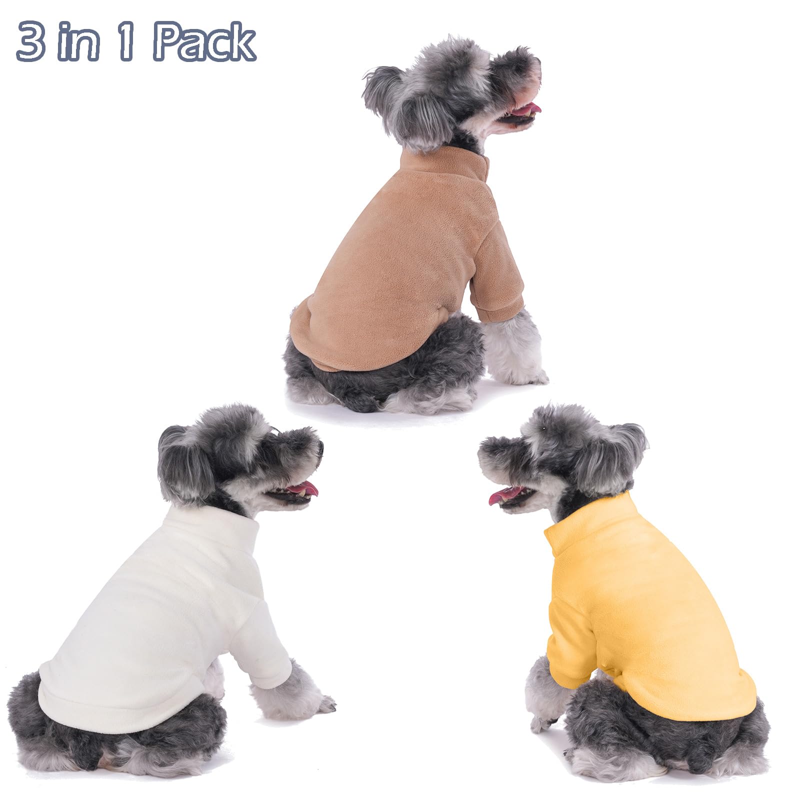 Gyalaperi Dog Sweater, 3 Pack Dog Sweaters For Small Dogs Girl Boy, Ultra Soft Warm Puppy Clothes Dog Coat For Winter (Camel+Bei