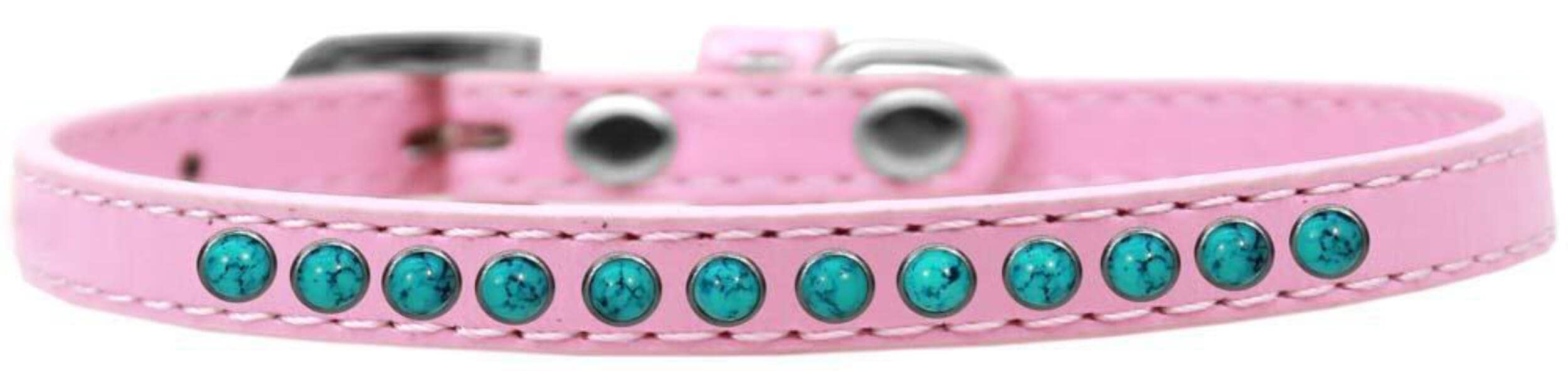 Mirage Pet Products Southwest Turquoise Pearl White Puppy Dog Collar, Size 12