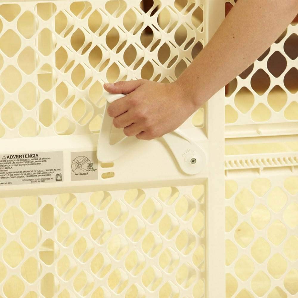 Toddleroo By North States Supergate Ergo Child Gate, Baby Gate For Stairs And Doorways. Includes Wall Cups. Pressure Or Hardware Mount. Made In Usa. (26' Tall, Ivory)