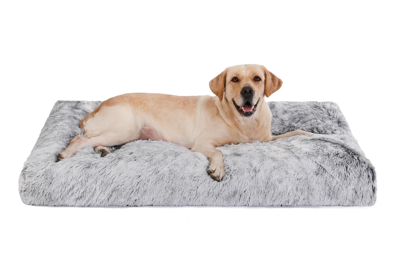 Bedfolks Waterproof Kennel Pad - Plush Dog Bed, Xxl Crate Bed 47''X29'', Washable Dark Grey Faux Fur Cover