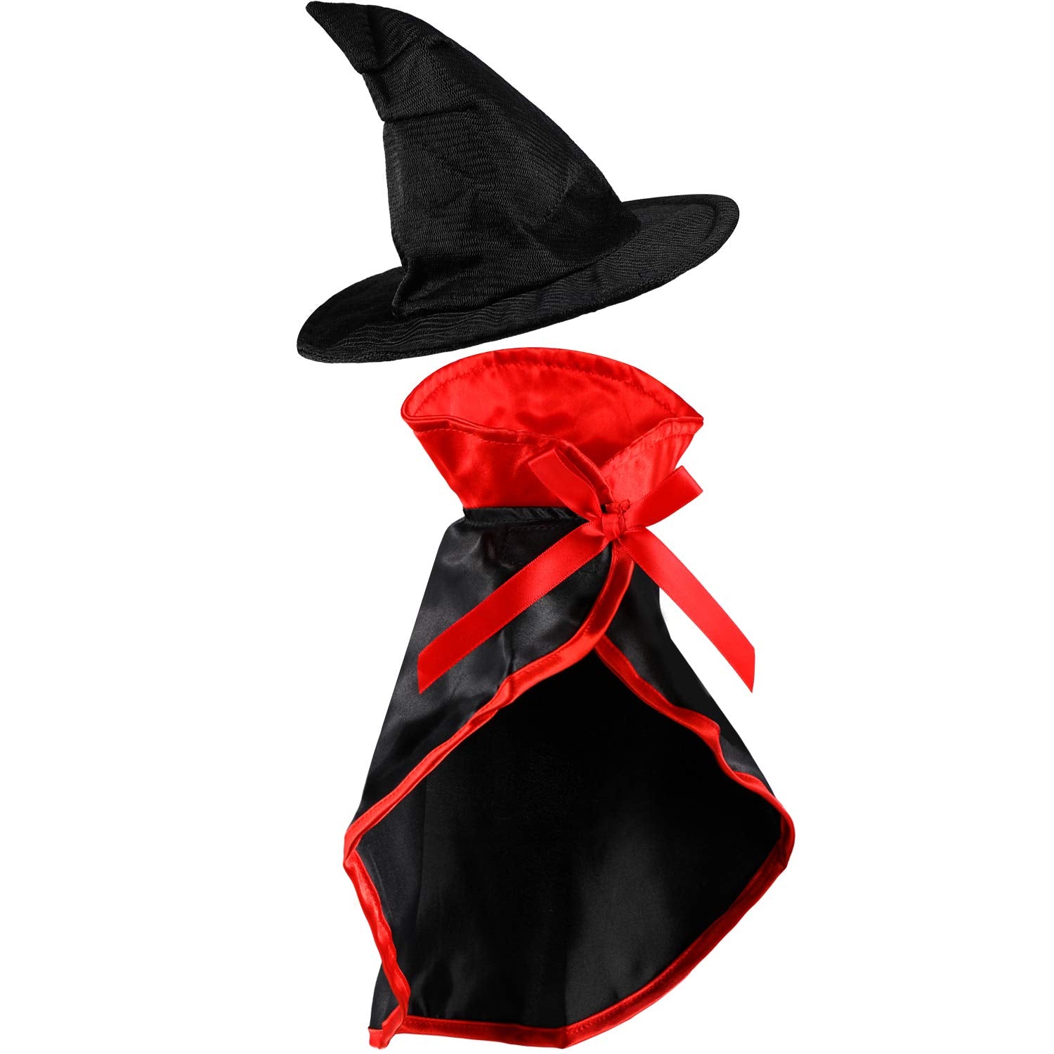 2 Pieces Halloween Cat Costume Pet Vampire Cloak Witch Cape and Hat for Cat Kitten Puppy Cosplay Halloween Party Supplies