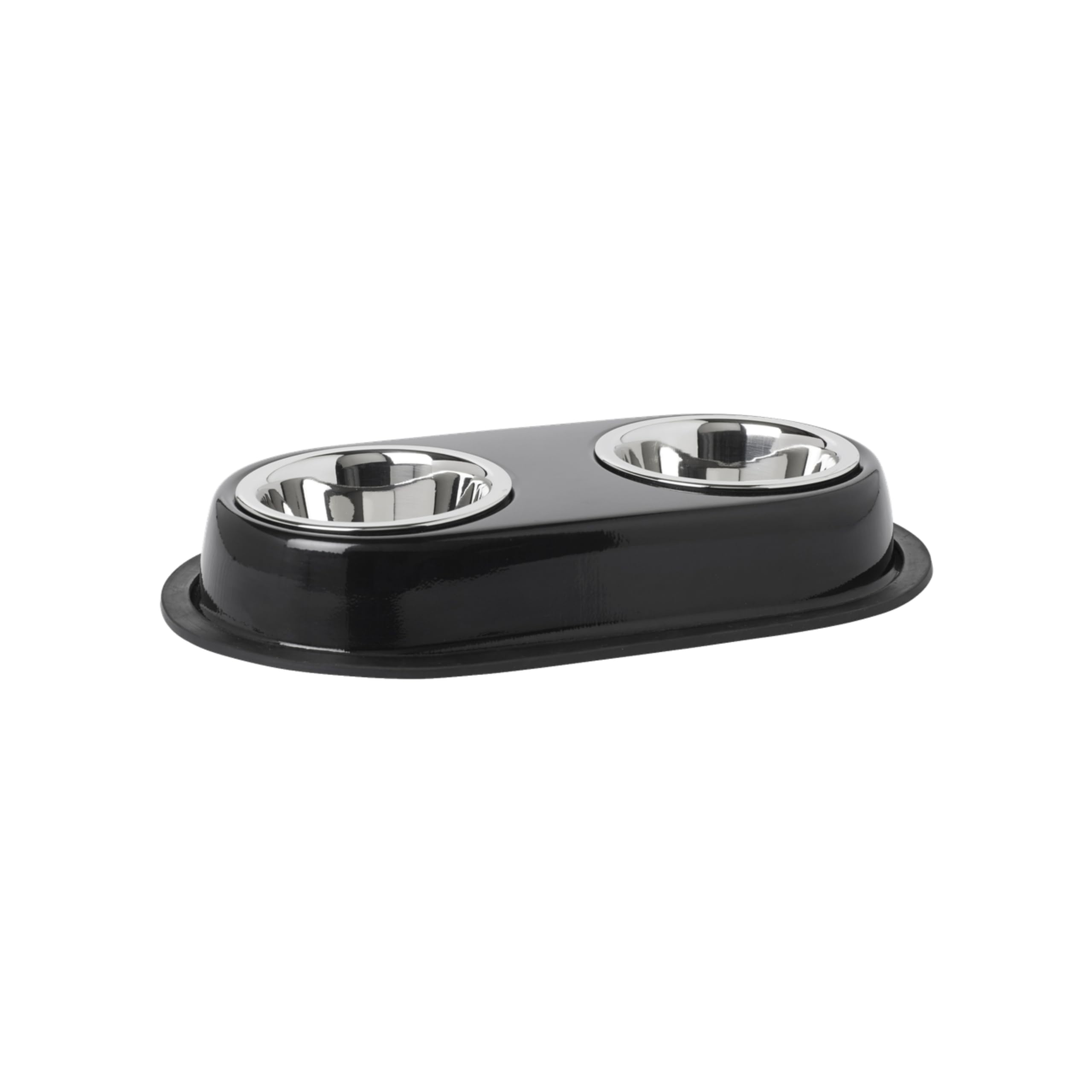 Foodie Puppies Detachable NonSkid Stainless Steel (DoubleDish Bowl  Small, Black) For Cats, Kittens, Puppies, And Small Dogs 