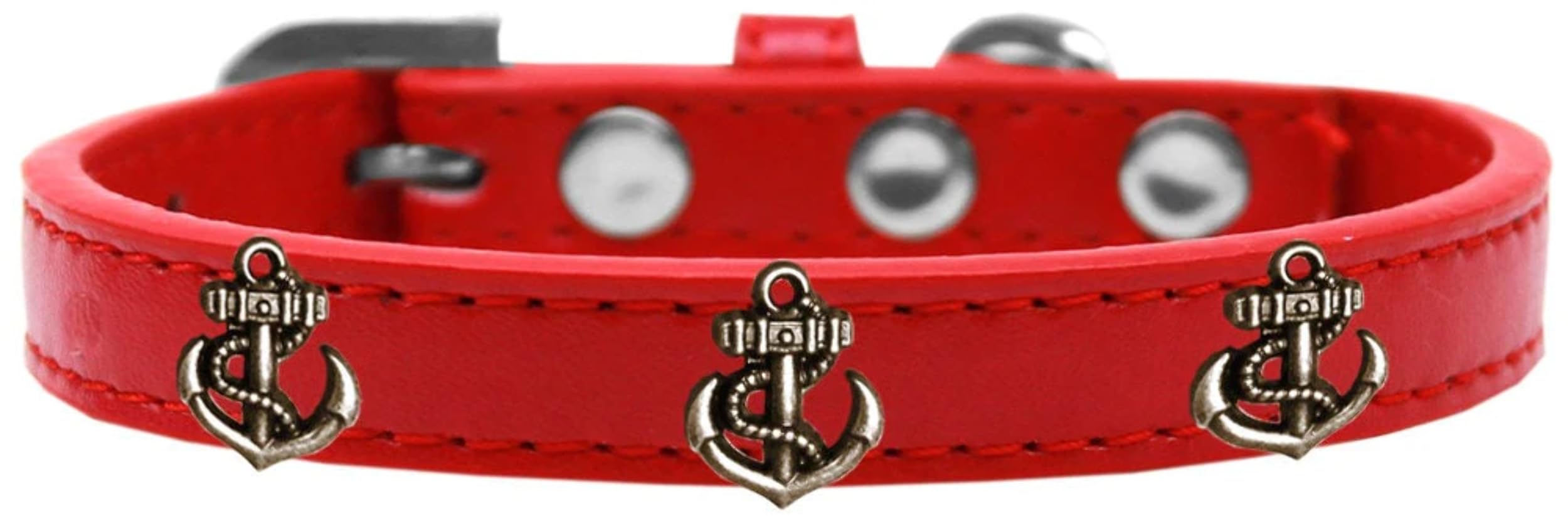 Dog, Puppy & Pet Widget Fashion Collar, Bronze Anchor Bright Pink 16