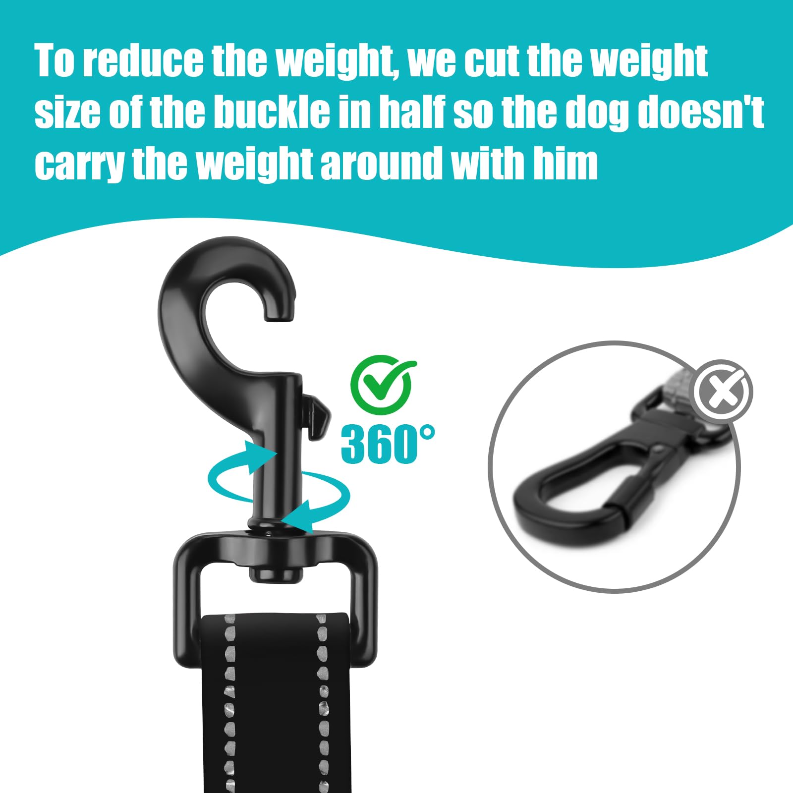 Short Dog Leash With Reflective Nylon Padded Handle - Ideal For Training And Control Of Large And Medium Dogs (Black)