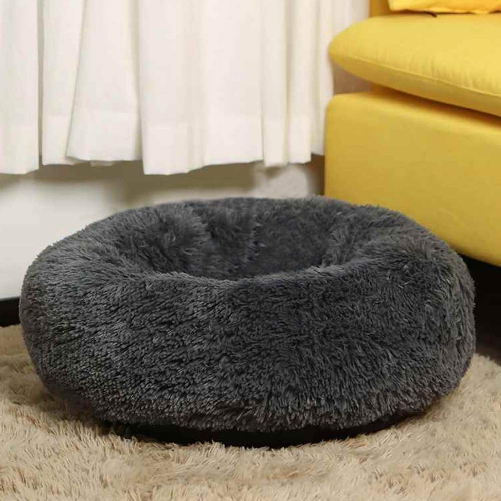 Bodiseint Faux Fur Dog Bed Cat Bed,Shag Round Anti-Anxiety Pet Calming Bed Doughnut Cuddler For Medium Large Puppy Dog Cat Kenne