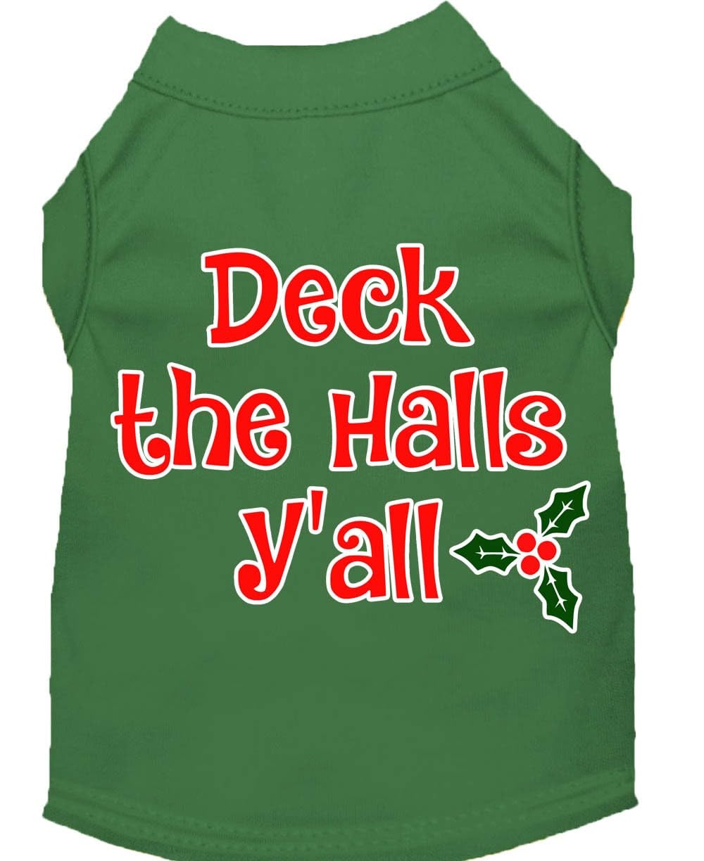 Christmas Pet Dog & Cat Shirt Screen Printed, &quot;Deck The Halls, Y'all&quot; Baby Blue LG (10-14 lbs.)