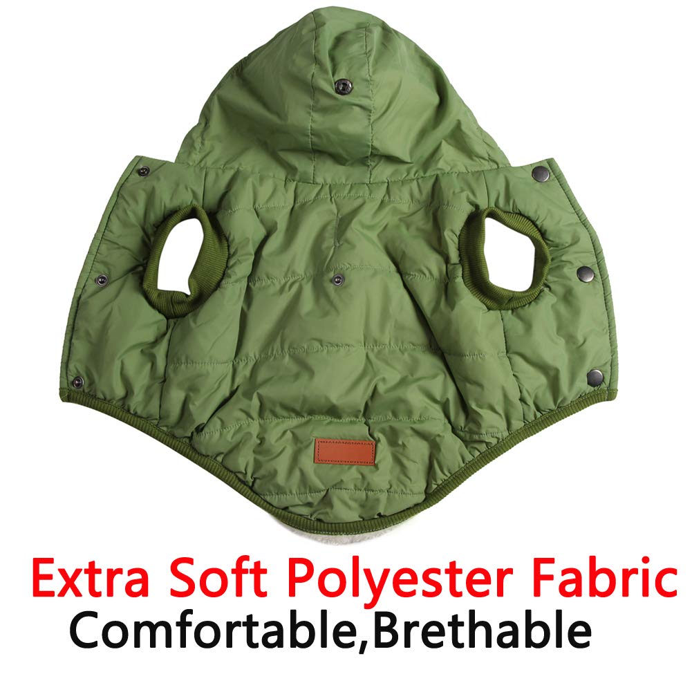 Vecomfy Fleece Lining Extra Warm Dog Hoodie In Winter For Large Dogs Jacket Pet Coats With Hooded Green Xl