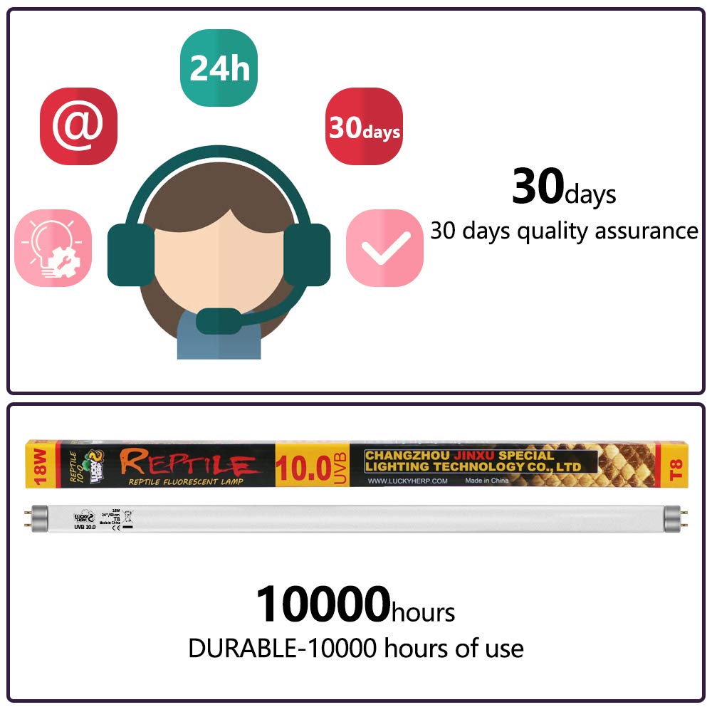 Lucky Herp 24Inch 18W T8 Uvb 10.0 Reptile Light, Uva Uvb Bulb, Fluorescent Lamp For Reptiles Amphibian