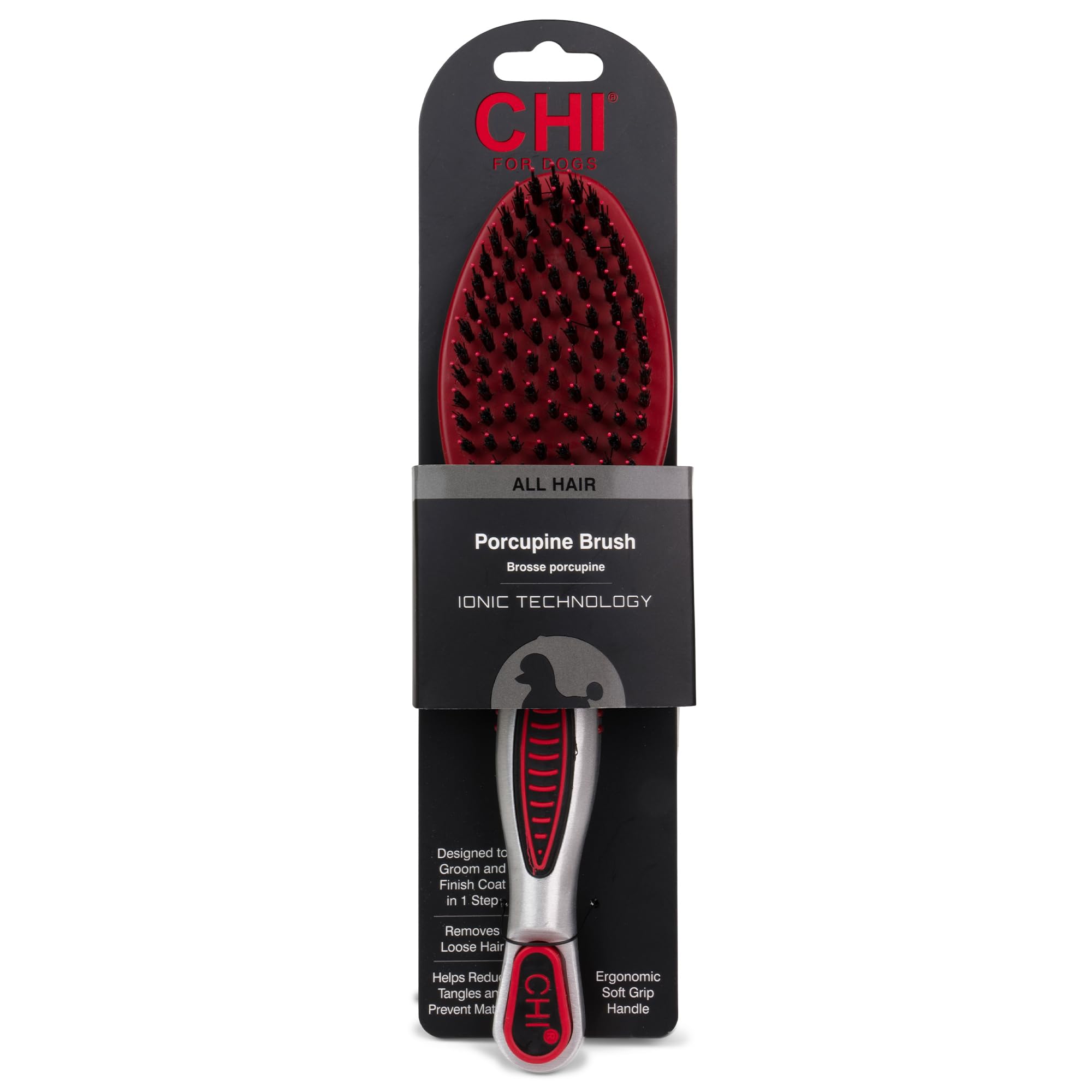 CHI Dog Brush for, Porcupine Brush for Dogs - Grooming Tools for Dogs & Puppies, Removes Mats and Tangles, Ionic Technology, Erg