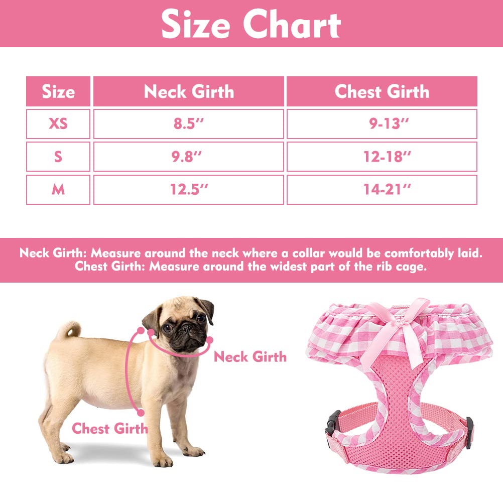 Expawlorer Small Dog Harness Girl - Cute Dog Harness For Female Dogs, Soft Mesh Breathable Vest Harness With Lovely Ribbon For Puppies, Easy Adjustable Step-In Female Dog Harness For Outdoor Walking