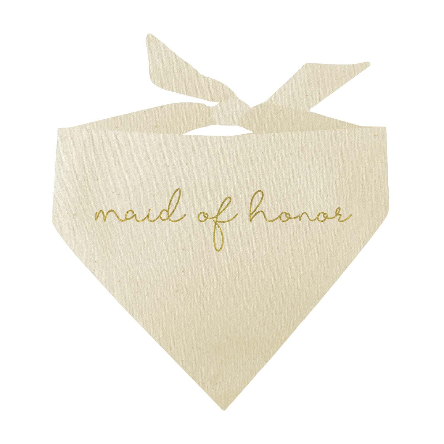 Maid Of Honor Dog Bandana | 100% Unbleached Cotton Triangle | Made In Usa | Wedding Photo Prop | Bridal Shower | Engagement Anno