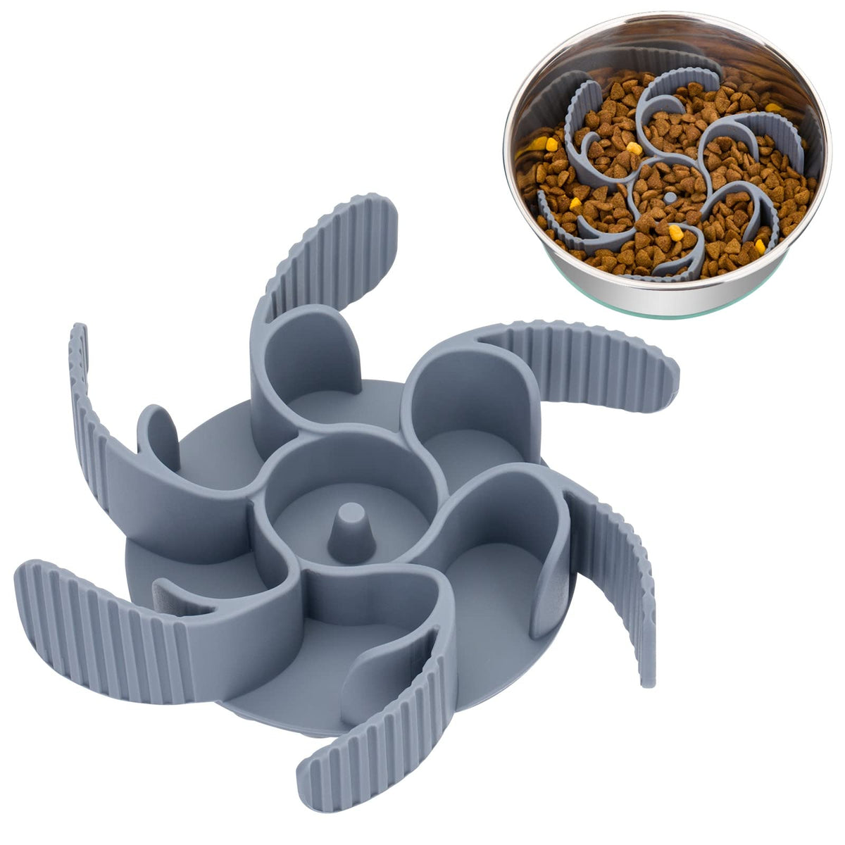 Keegud Slow Feeder Dog Bowls Insert [36 Octopus Suction Cups] Super Firm Eating Bowl [Cuttable] for Large Breed and Medium Size 
