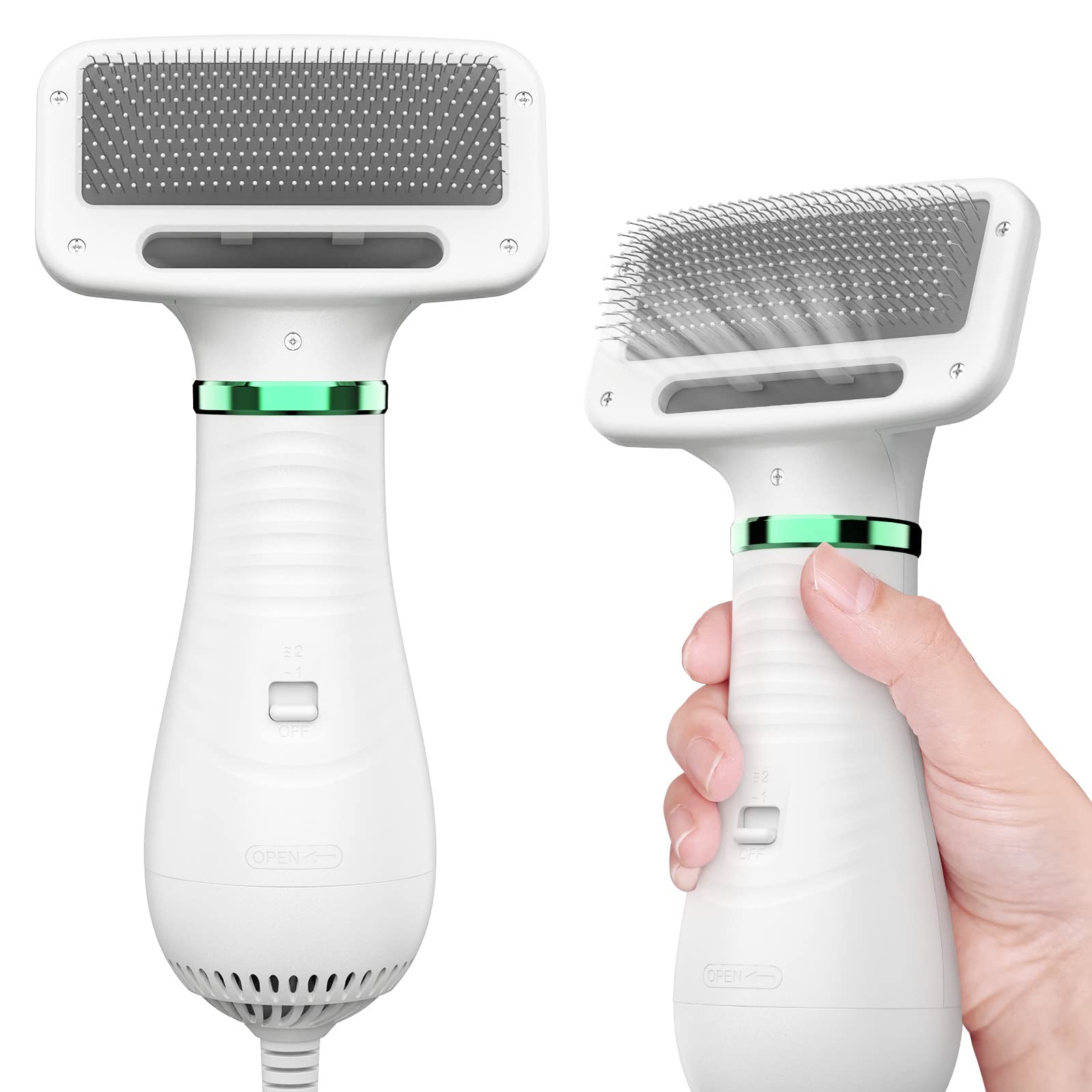 Xinzs Pet Hair Dryer, Palm Size Travel Dog Blower Grooming Dryer, 2 In 1 Portable Pet Grooming Dryer With Adjustable 2 Temperatu