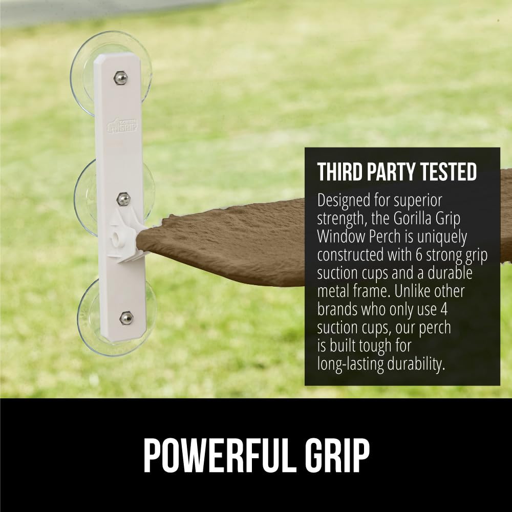 Gorilla Grip Cat Window Perch, Foldable Cat Window Hammock Bed With 6 Large Suction Cups, Cordless Indoor Wall Shelves, Strong M