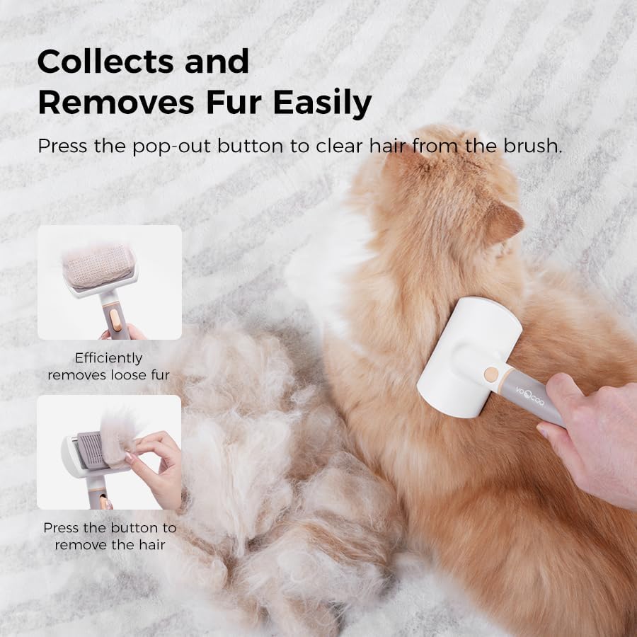 VOOCOO Self Cleaning Slicker Brush, A Complete Grooming Tool, Deshedding Undercoat and Hair Removal for Dogs and Cats, Safe and