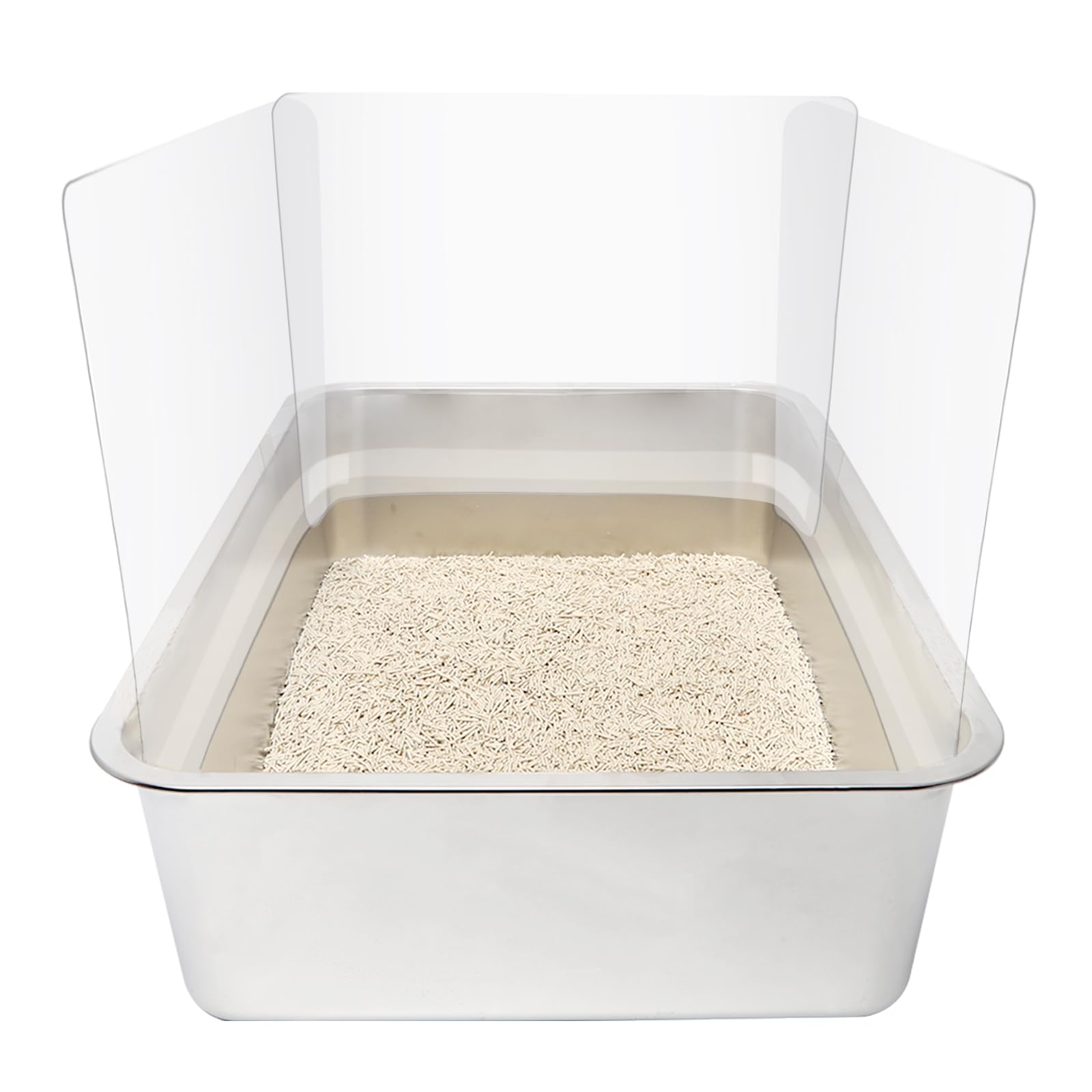 3Pcs Cat Litter Box Pee Shields,Transparent Easy Clean Litter Box Splash Guard For Open Top Litter Pan 15?1.5In- Litter Box Not Included