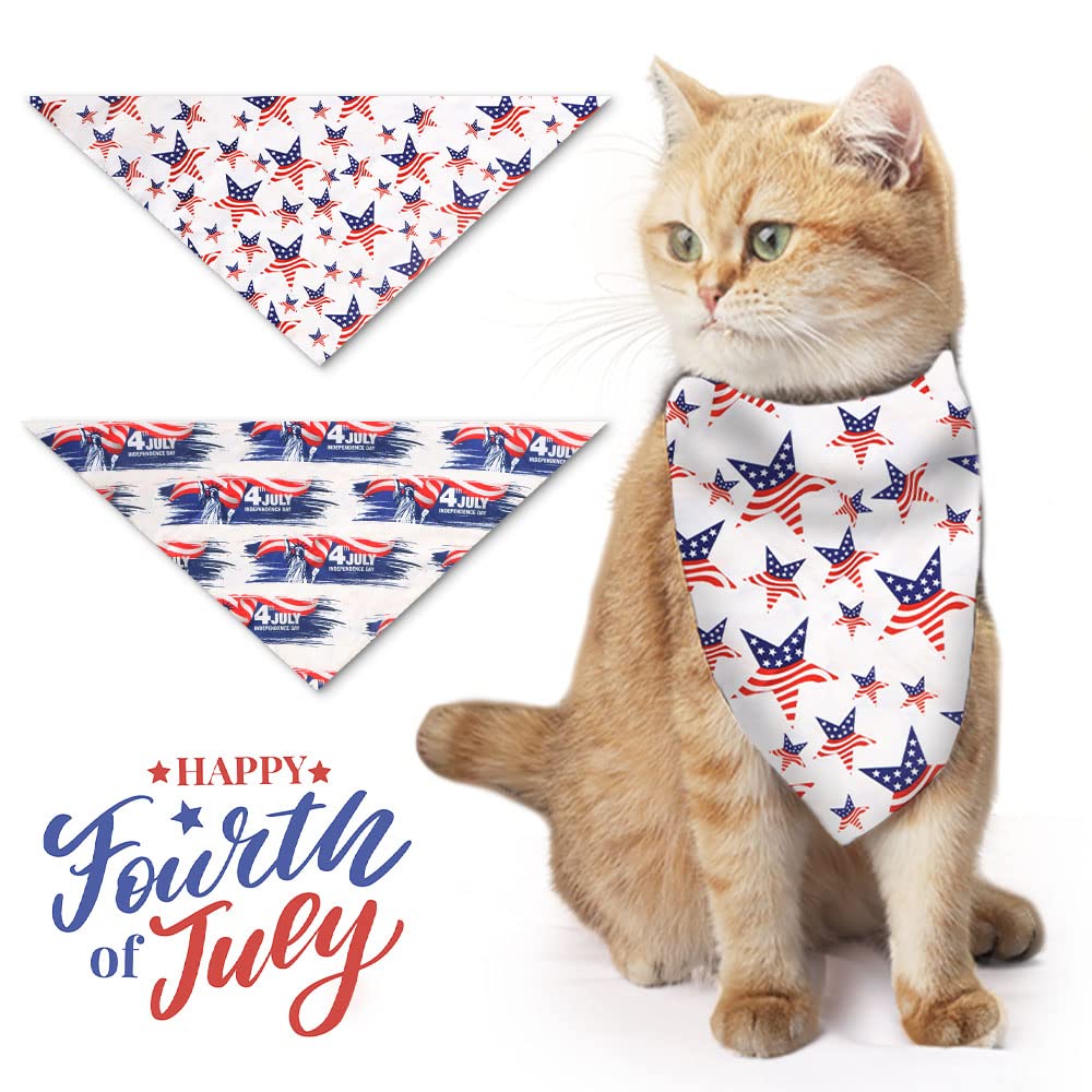 Alibbon 2 Pcs Patriotic Dog Bandanas, 4Th Of July Bandanas For Dogs, Star American Flag Triangle Pet Scarves Bibs For Cats, Inde